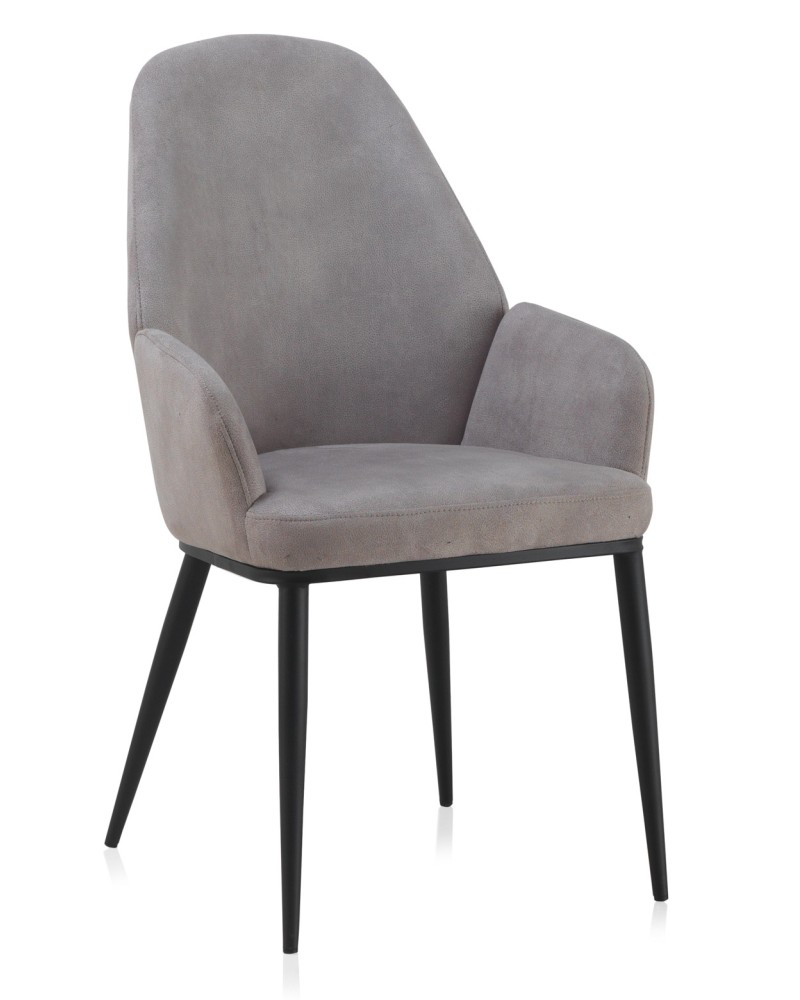 PACK 4 SILLAS TAPIZADAS GRIS CLARO PATAS METALICAS NEGRAS - (P30