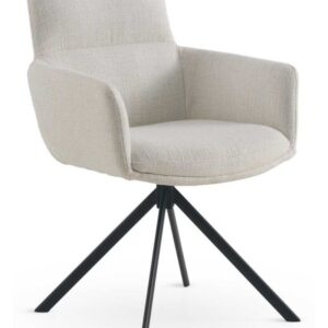 SILLON TAPIZADO TWEED BLANCO MOTEADO CON PATAS METALICAS NEGRAS  Gabar