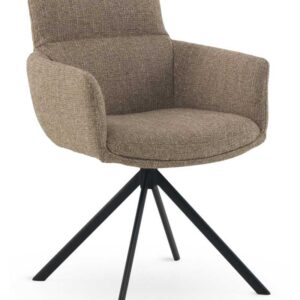 SILLON TAPIZADO TWEED MARRON MOTEADO CON PATAS METALICAS NEGRAS  Gabar