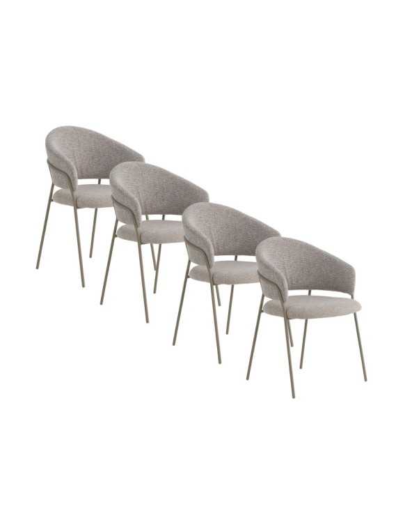 SILLON TAPIZADOS EN CHENILLA COLOR MARRON Y PATAS DE METAL COLOR - Imagen 2