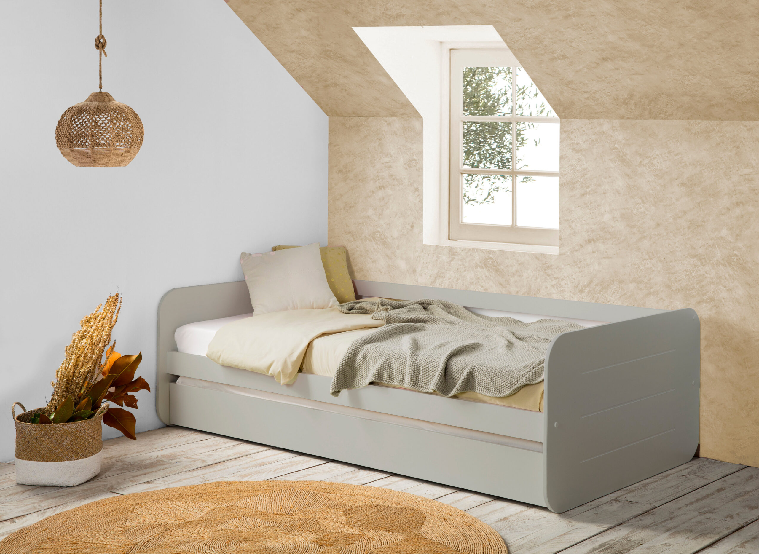 CAMA NIDO REDONA 90CM GRIS C/SMA - Imagen 6