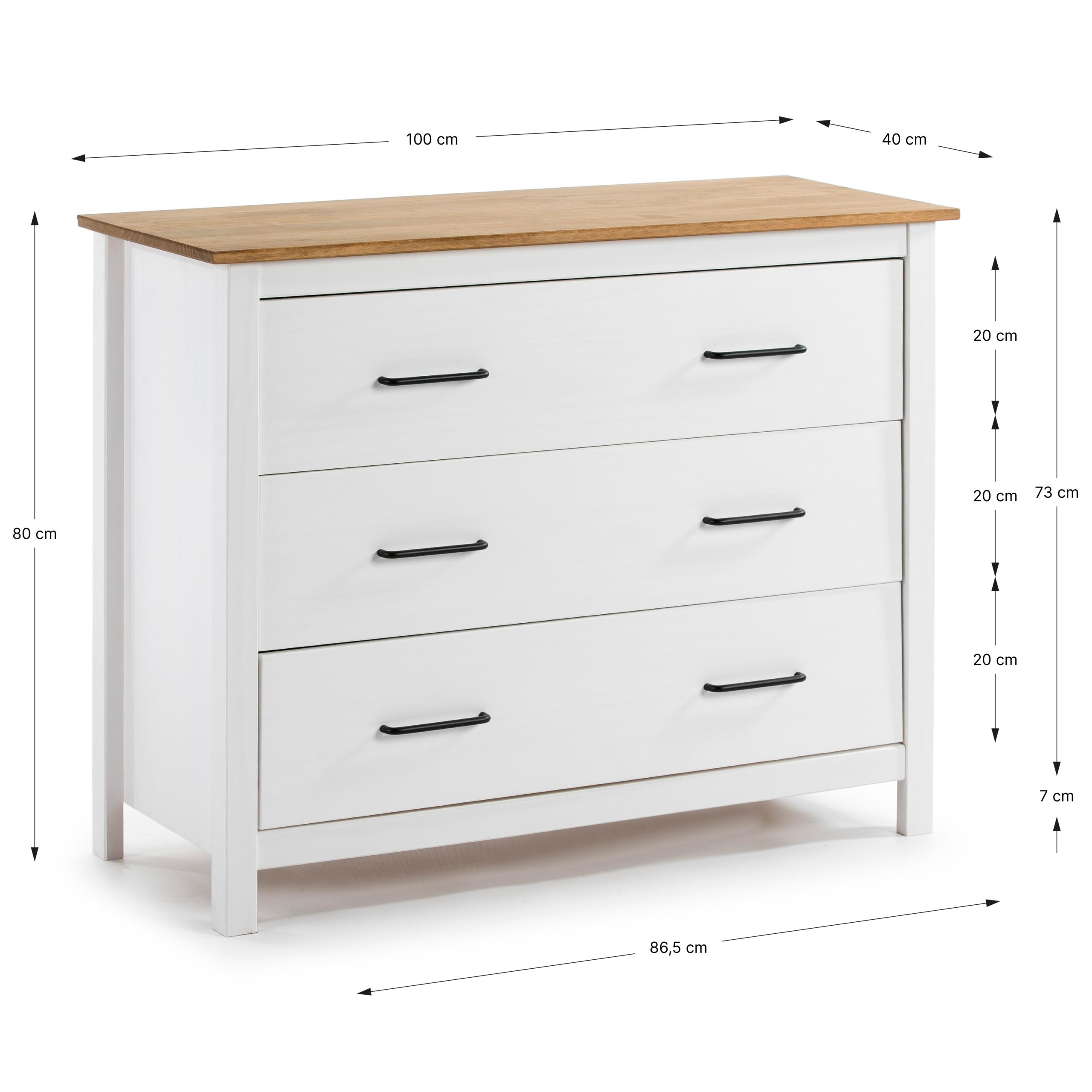 COMODA MIRANDA 3C BLANCO/CERA - Imagen 4