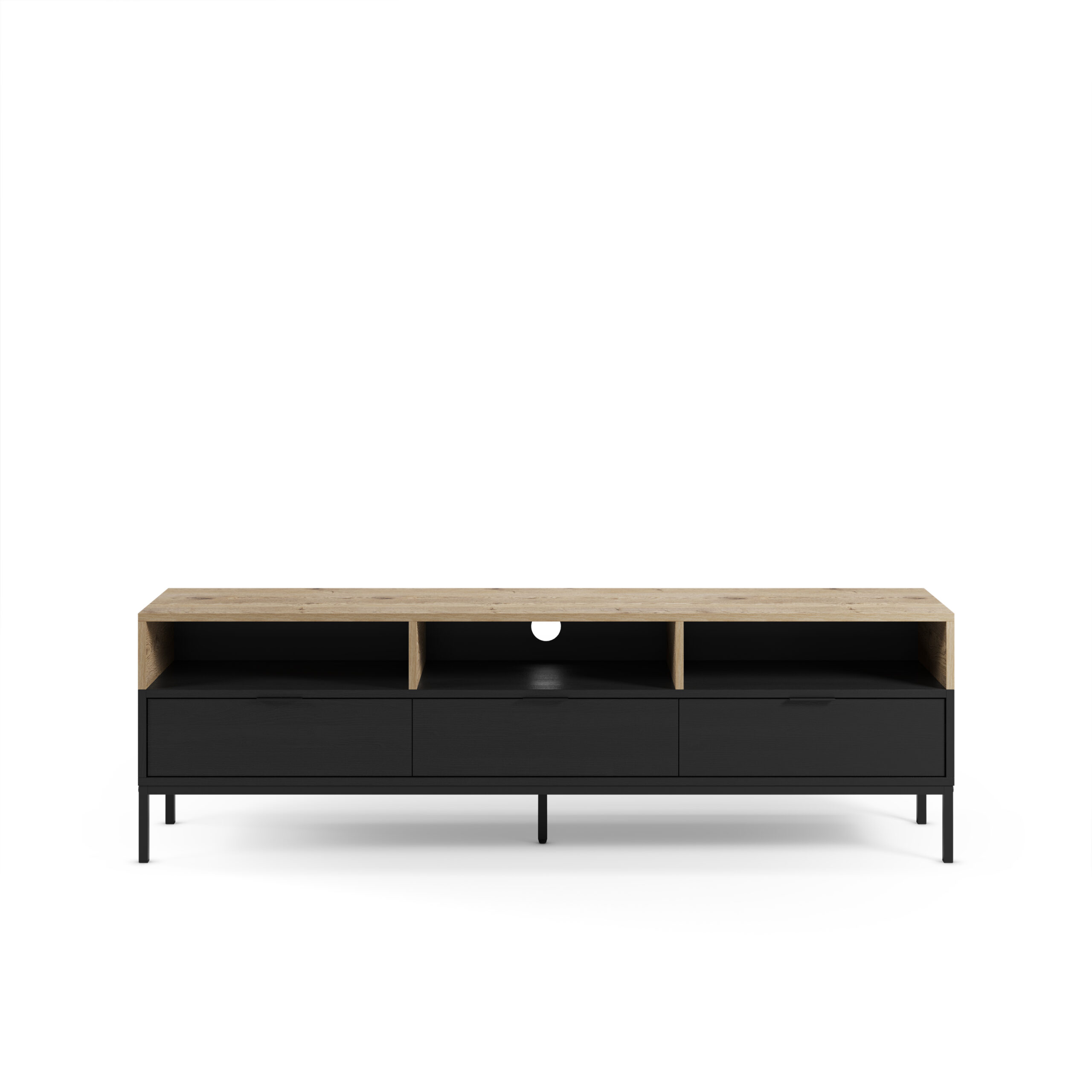 MUEBLE TV MARION 3C3H 180CM ROBLE-K/NEGRO PATA MET - Imagen 2