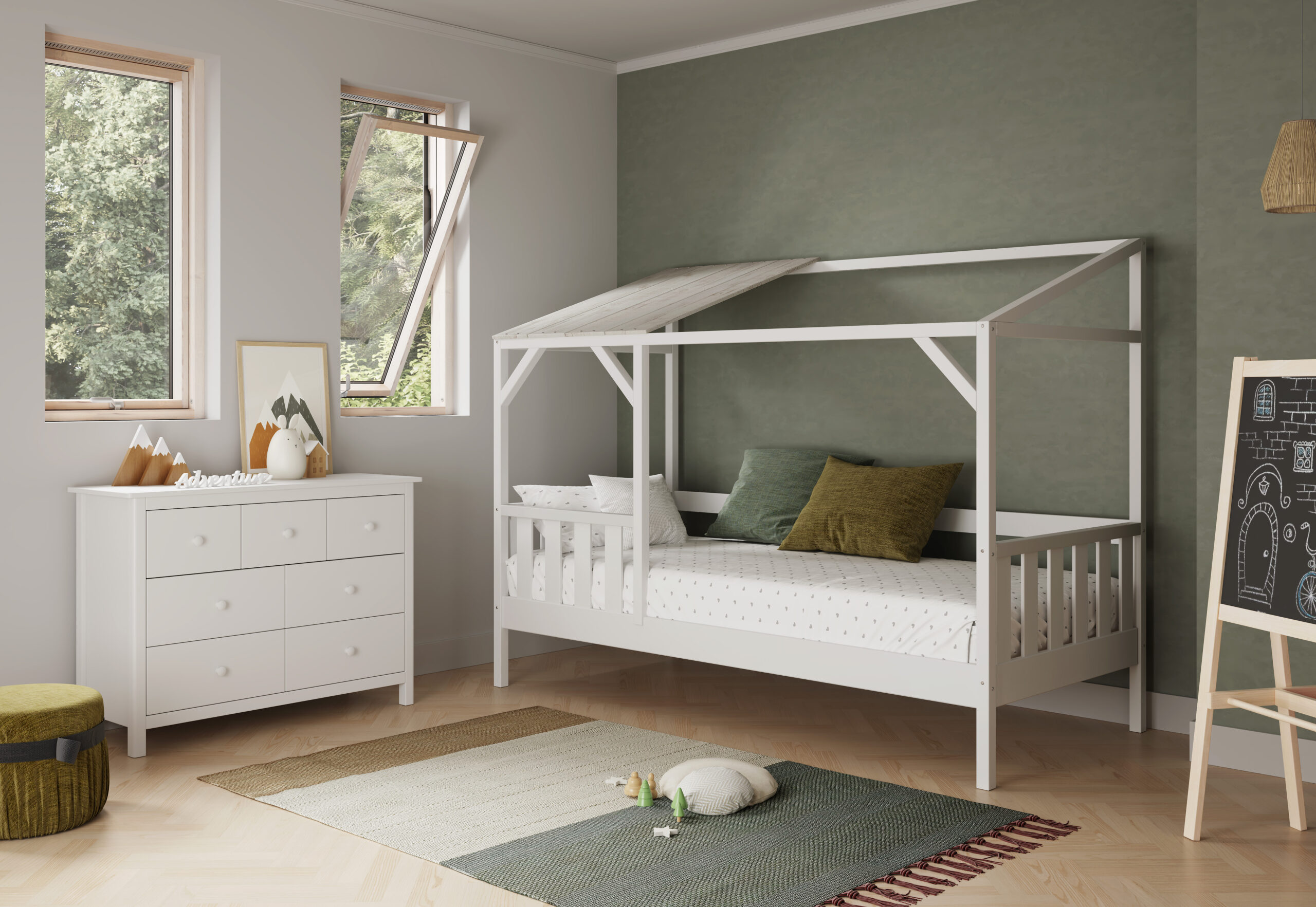 CAMA CABAÑA AMON 90X200 BLANCO/BLANCO RUSTICO - Imagen 2