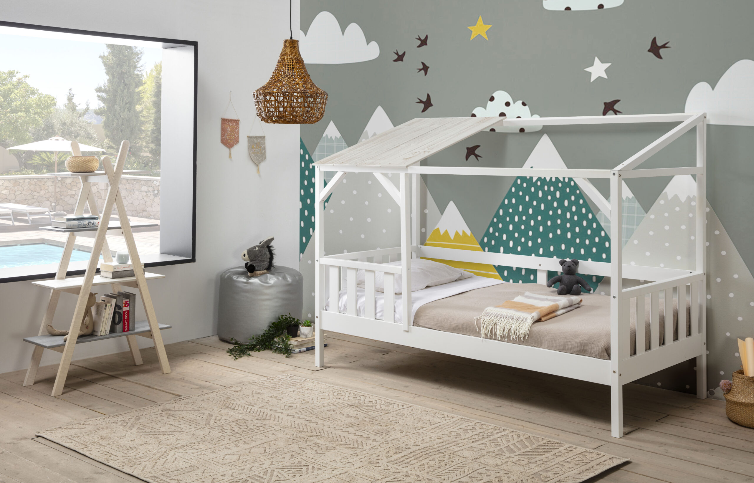 CAMA CABAÑA AMON 90X200 BLANCO/BLANCO RUSTICO - Imagen 3