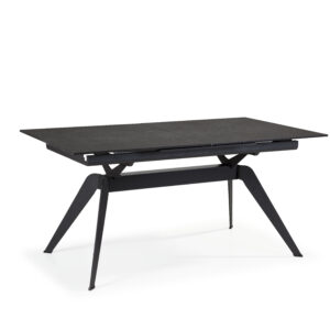 MESA RECT. EXT. LULA CERÁMICA NEGRA PIE NEGRO