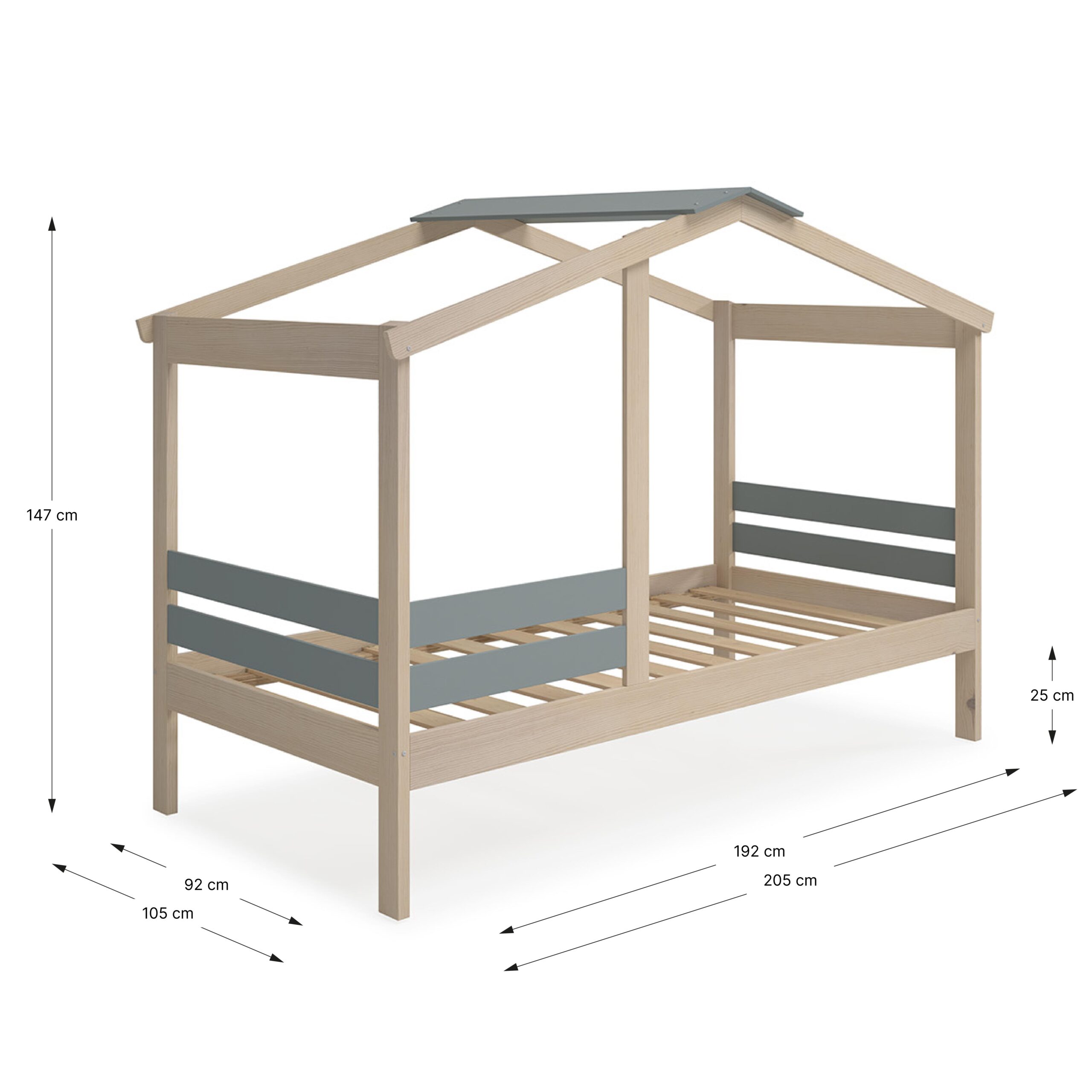 CAMA CABAÑA ANGEL 90CM CERA BLANCA/VERDE KAKI 444C - Imagen 3