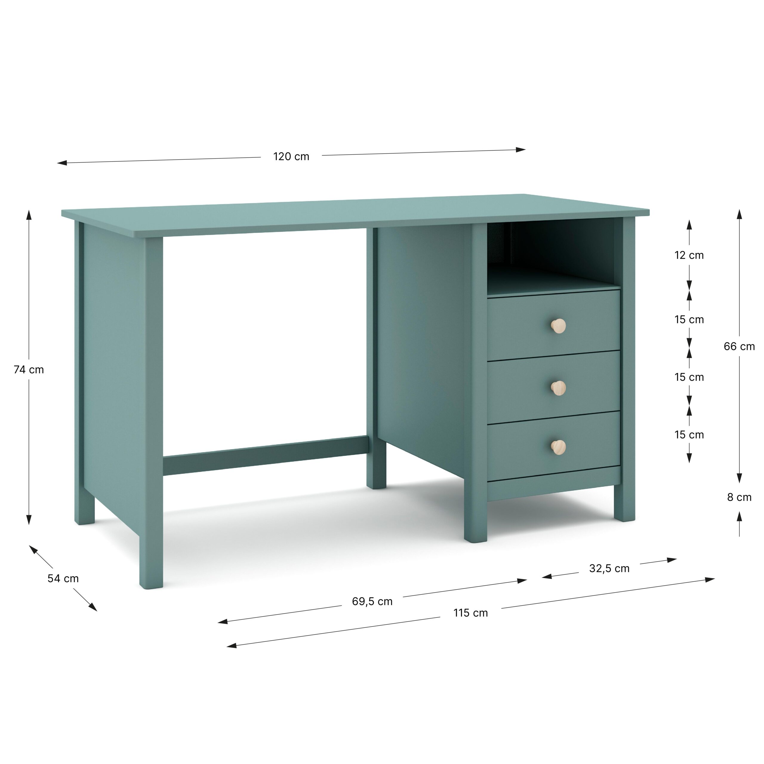 ESCRITORIO MAX 3C1H VERDE PETRÓLEO - Imagen 3