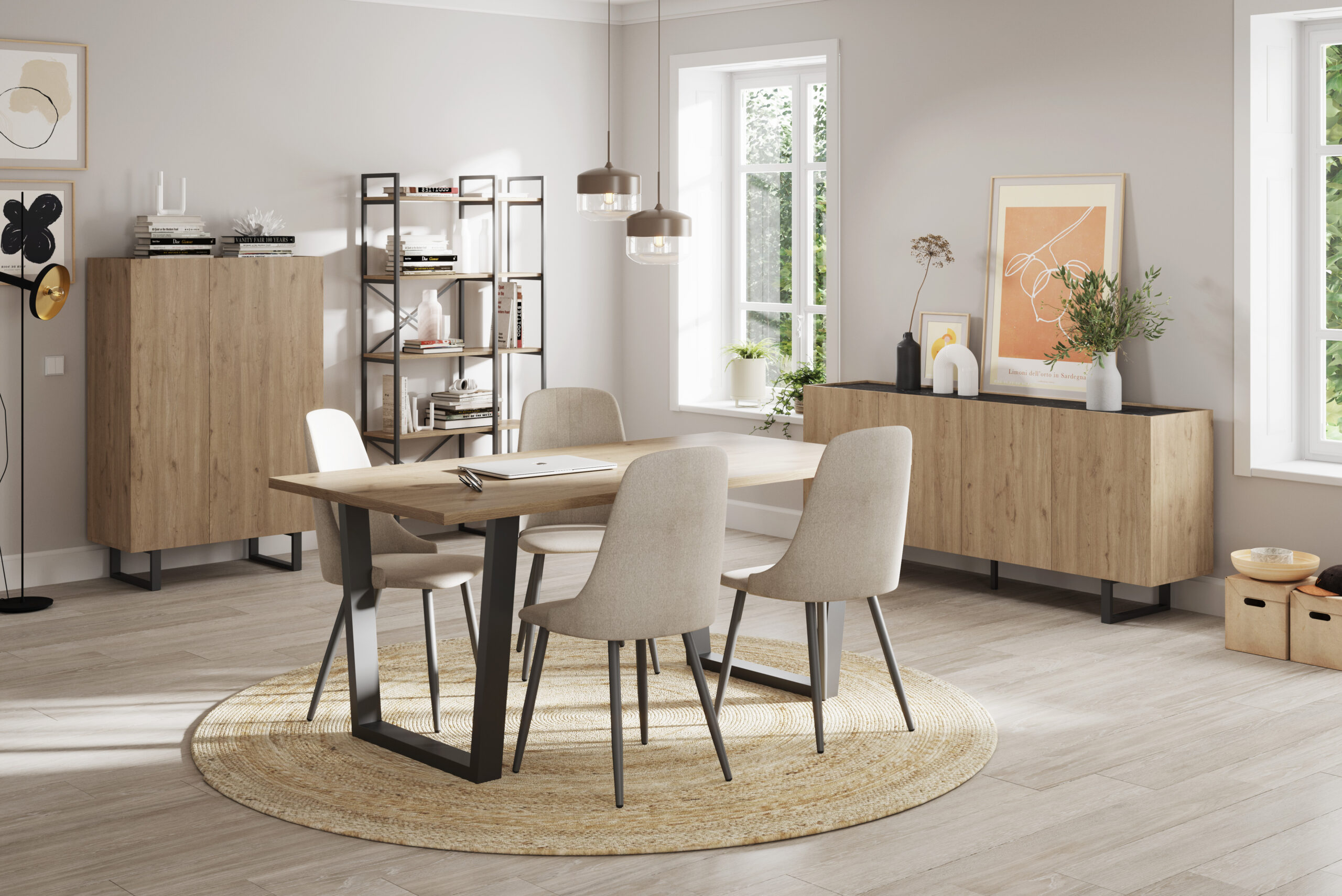 ESTANTERIA DUSAN 87.5CM SEPET/METAL NEGRO 5 ESTANT - Imagen 2