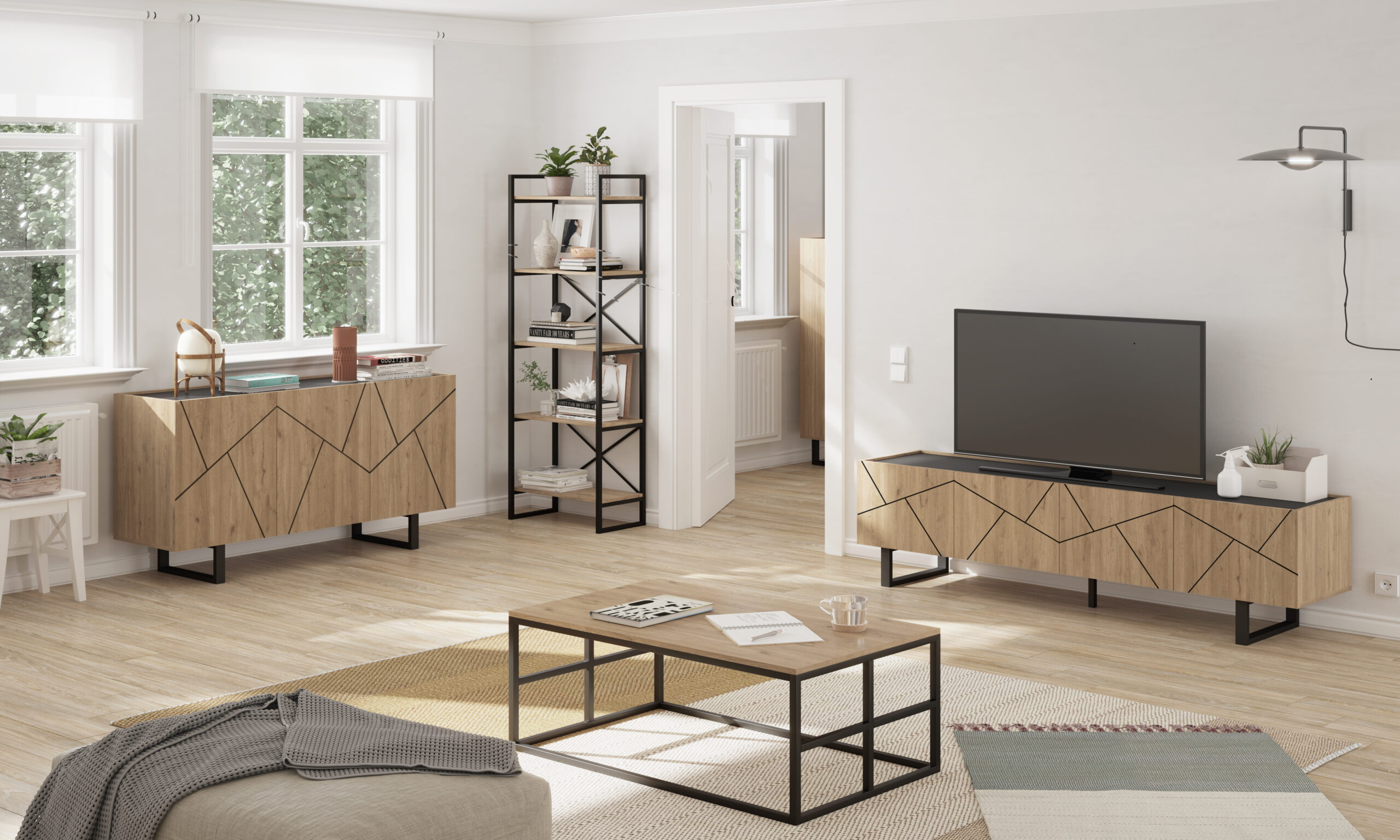 ESTANTERIA DUSAN 58CM SEPET/METAL NEGRO 5 ESTANTES - Imagen 2