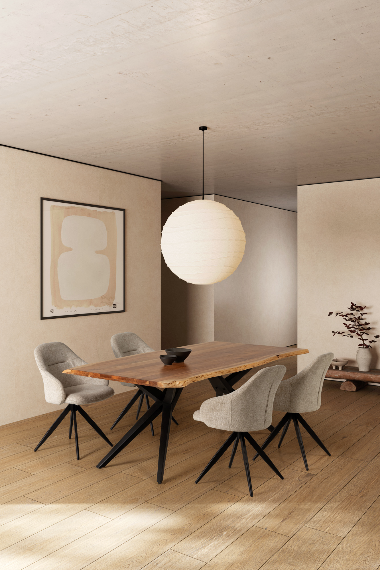 MESA RECT. MUDRI 200CM ACACIA PATA METAL - Imagen 2