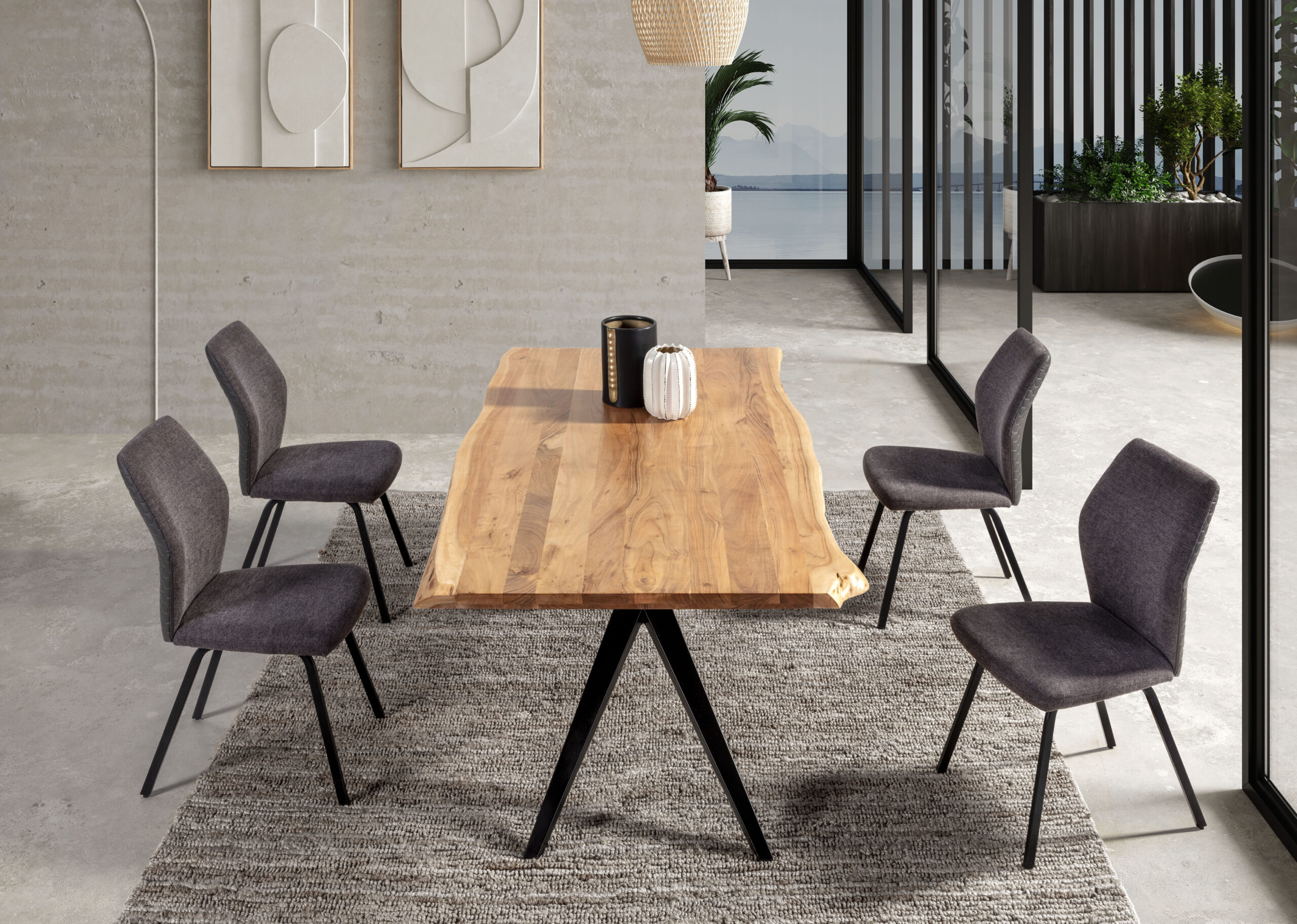 MESA RECT. MUDRI 200CM ACACIA PATA METAL - Imagen 3