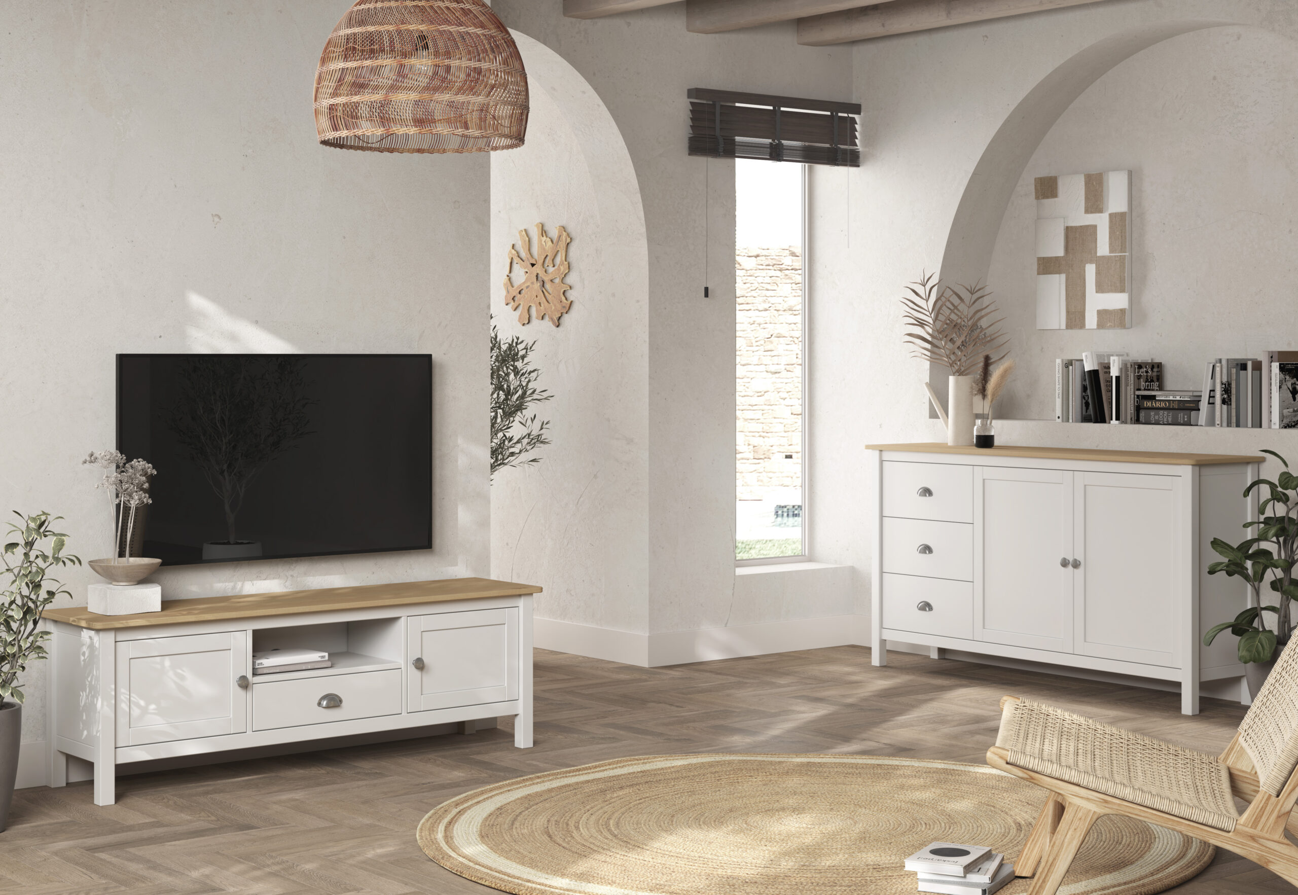 MUEBLE TV MISTI 2P1C1H BLANCO/ROBLE - Imagen 2