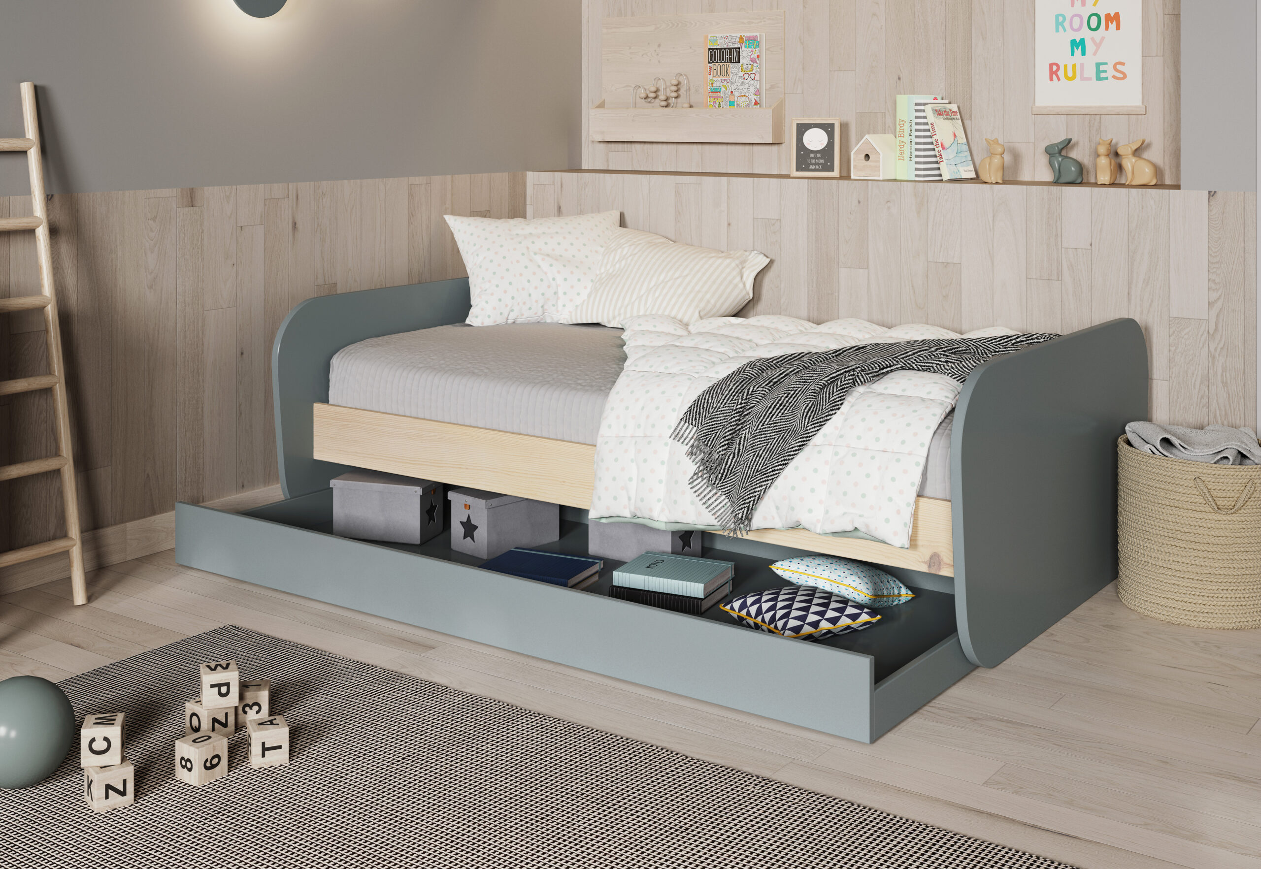 BICAMA ESTEBAN 200/190X90 VERDE KAKI 444C/CERA BLA - Imagen 2