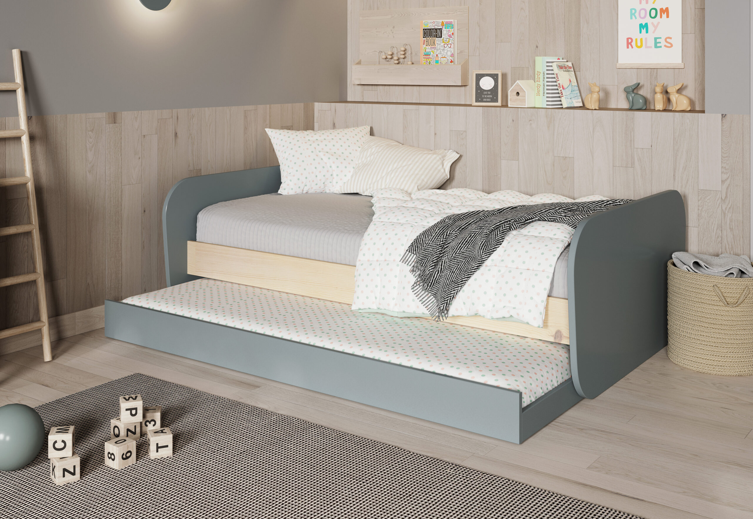 BICAMA ESTEBAN 200/190X90 VERDE KAKI 444C/CERA BLA - Imagen 3