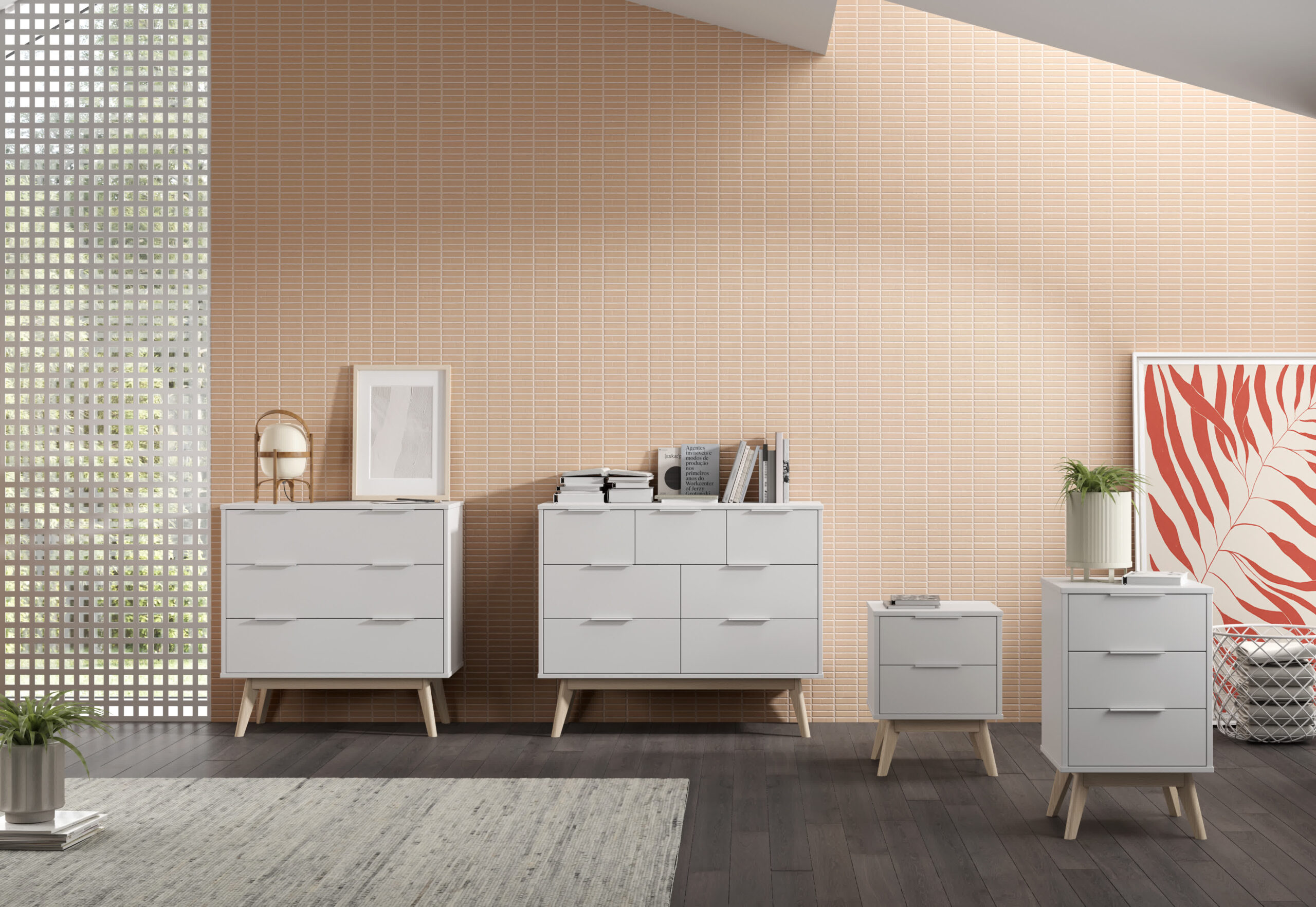 COMODA CAMPUS 4+3C BLANCO/CERA BLANCA - Imagen 2