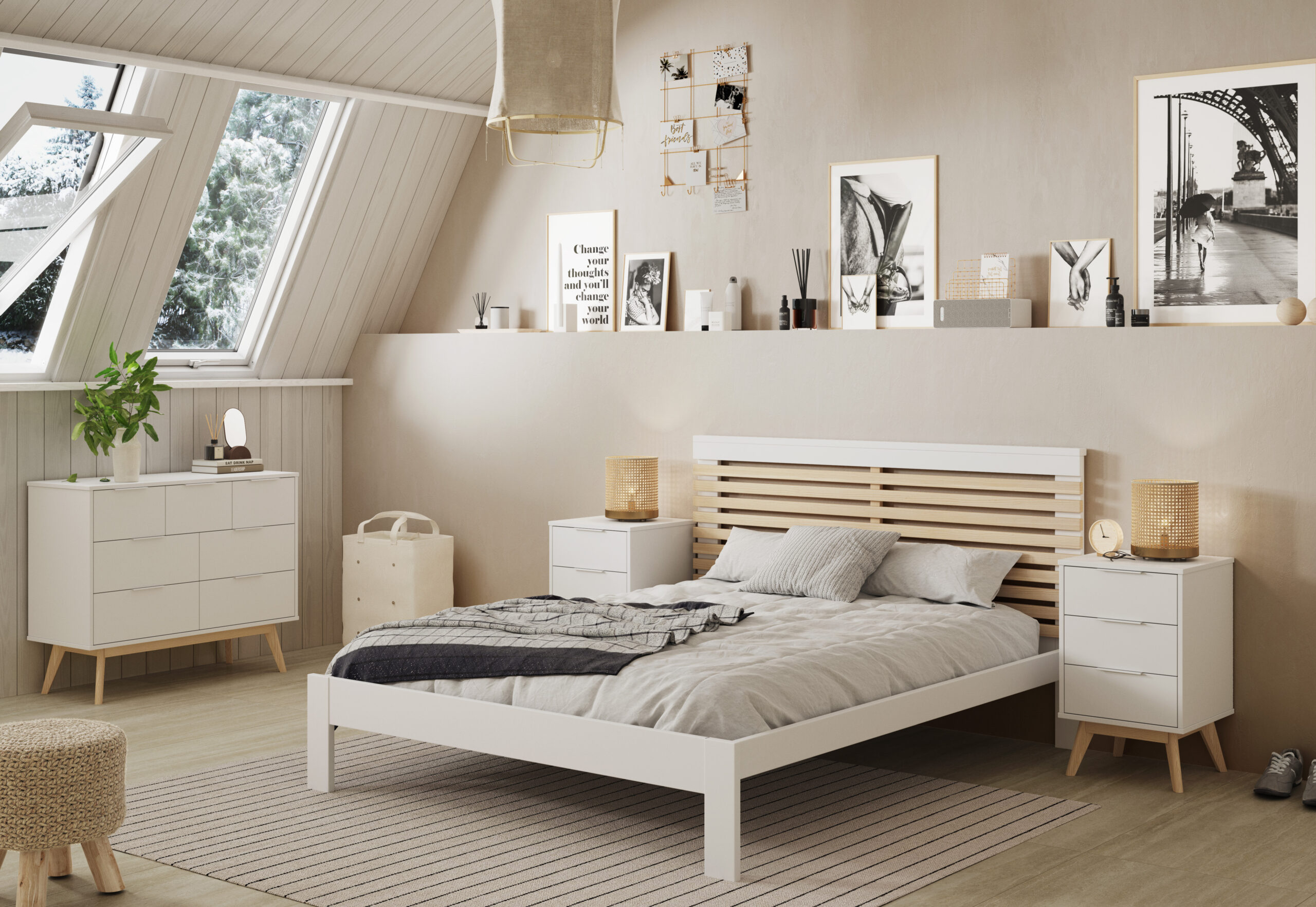 COMODA CAMPUS 4+3C BLANCO/CERA BLANCA - Imagen 3