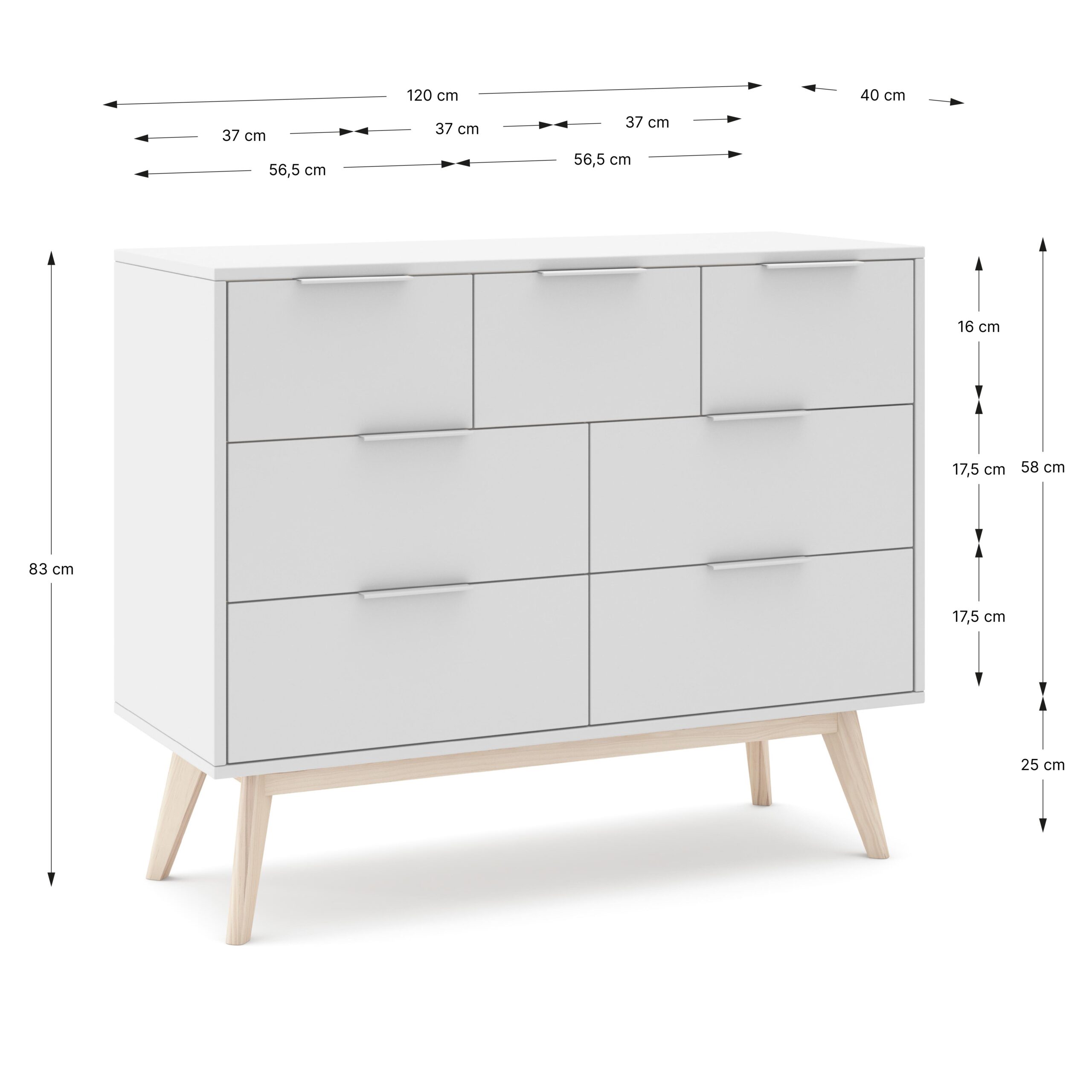 COMODA CAMPUS 4+3C BLANCO/CERA BLANCA - Imagen 4