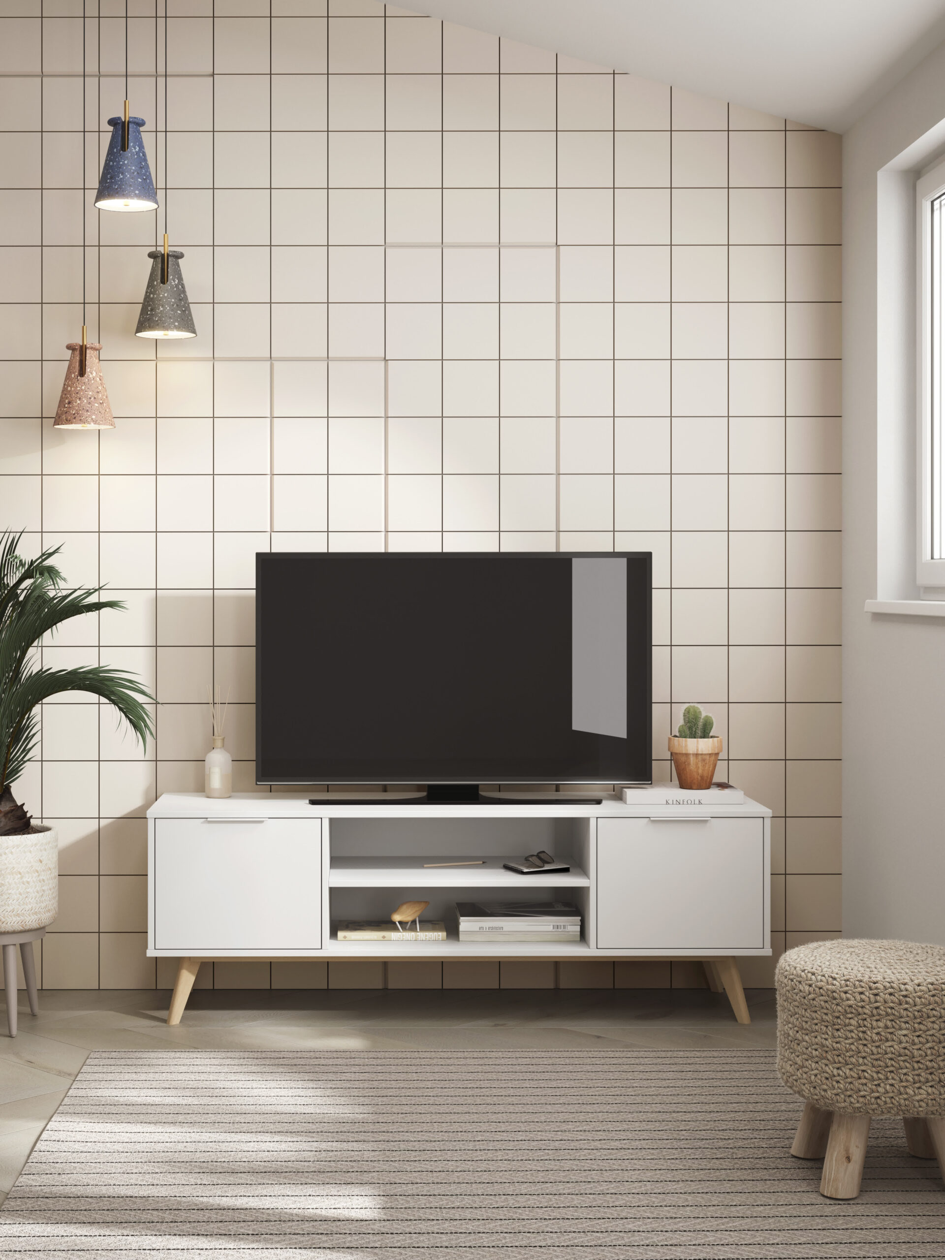 MUEBLE TV CAMPUS 2P2H BLANCO/CERA BLANCA - Imagen 2