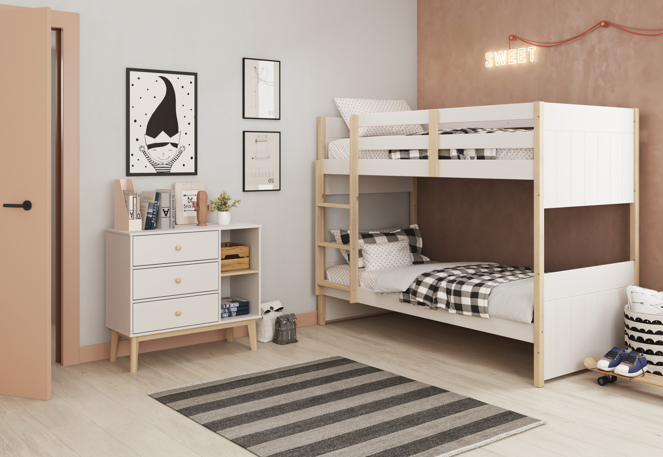 COMODA ESTEBAN 3C2H BLANCO/CERA BLANCA - Imagen 2