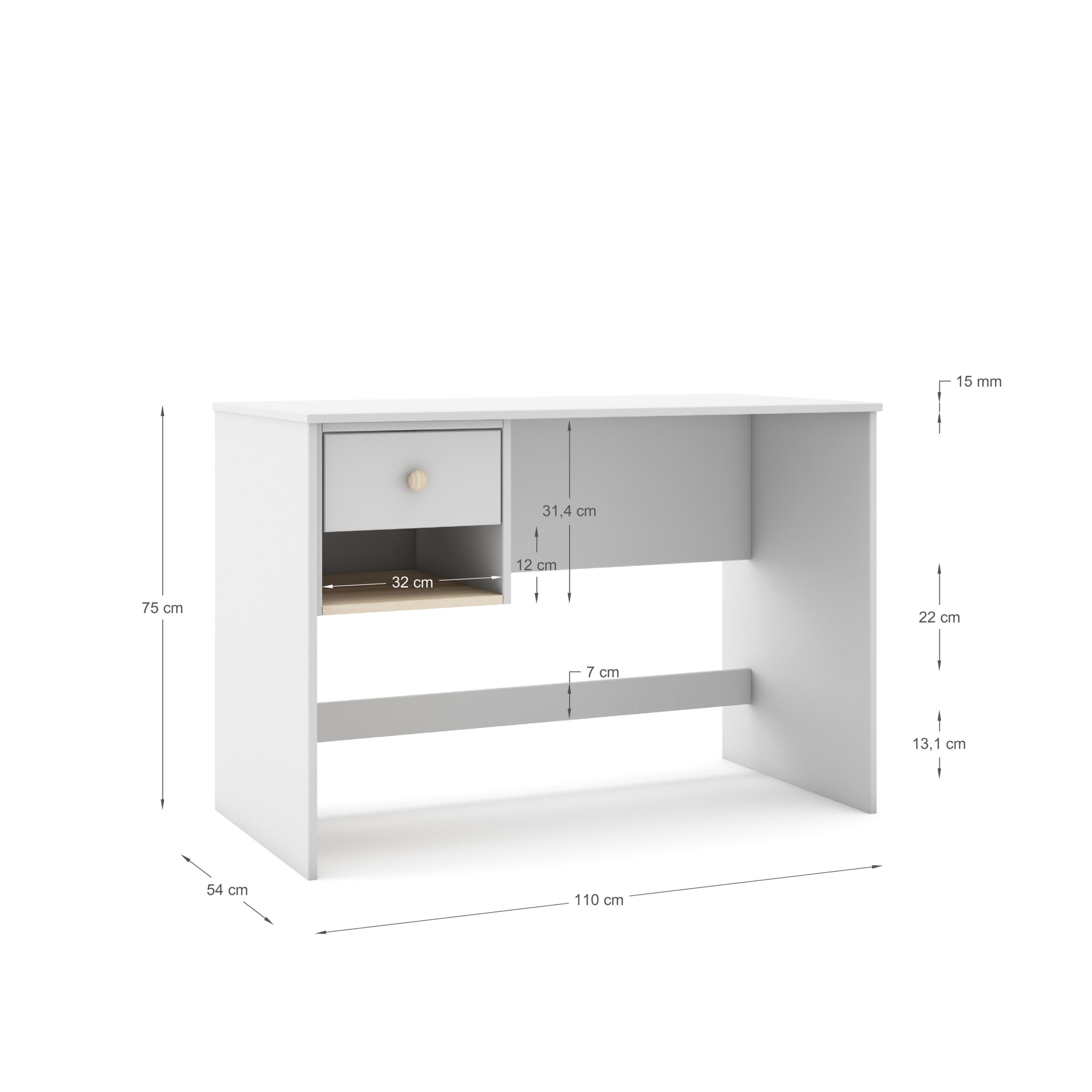 ESCRITORIO ESTEBAN 1C1H BLANCO/CERA BLANCA - Imagen 3