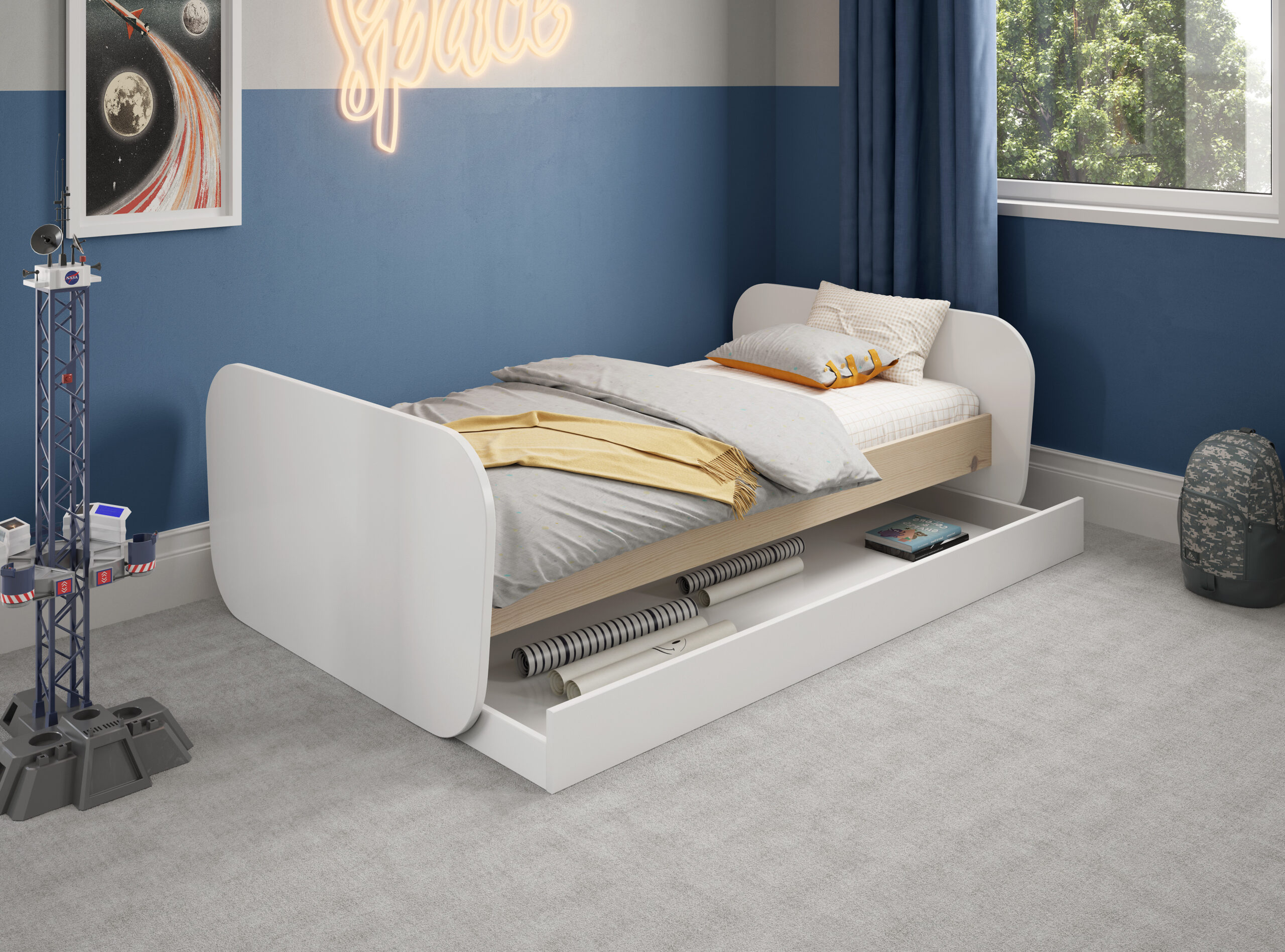 BICAMA ESTEBAN 200/190X90 BLANCO/CERA BLANCA C/SM - Imagen 2