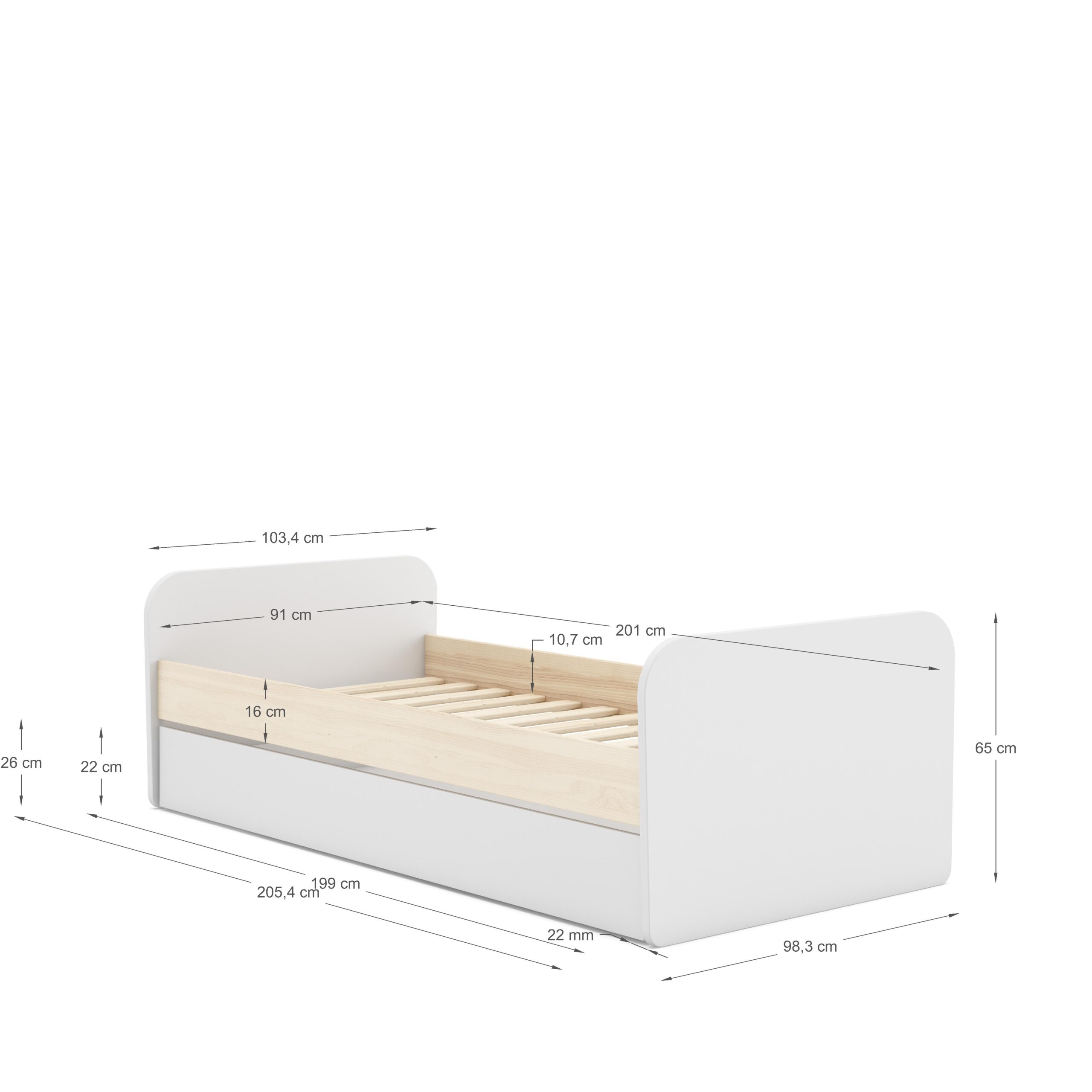 BICAMA ESTEBAN 200/190X90 BLANCO/CERA BLANCA C/SM - Imagen 5