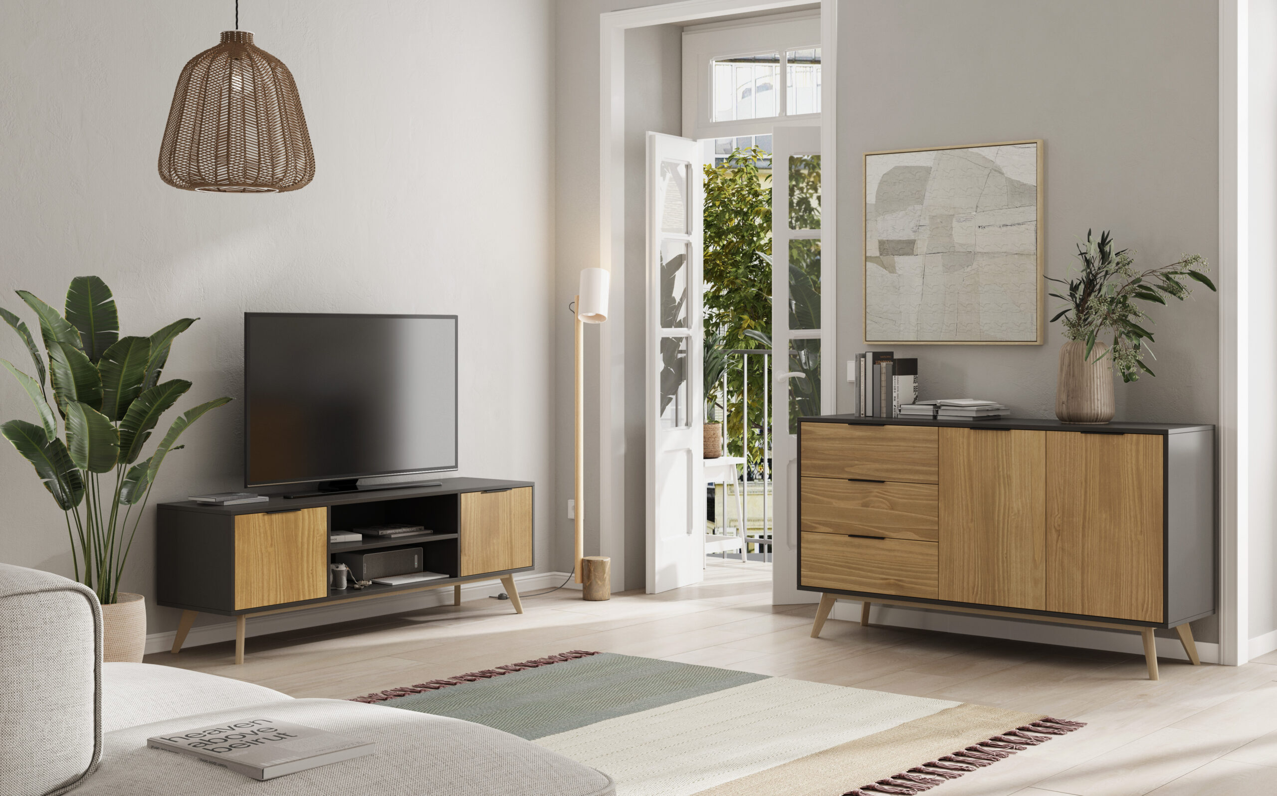 APARADOR LAVIS 2P3C PINO BOCAMINA/CERA - Imagen 2