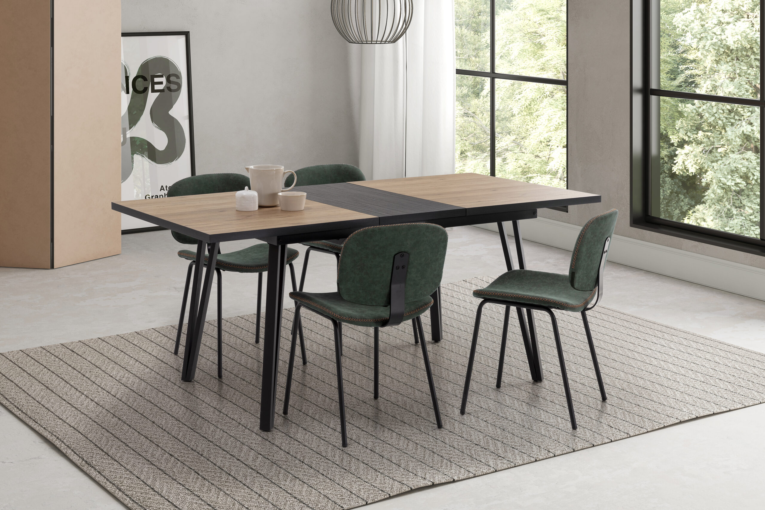 MESA RECT. Ext/Negro CLEO 140/180 NATURAL/CANTO BO - Imagen 4