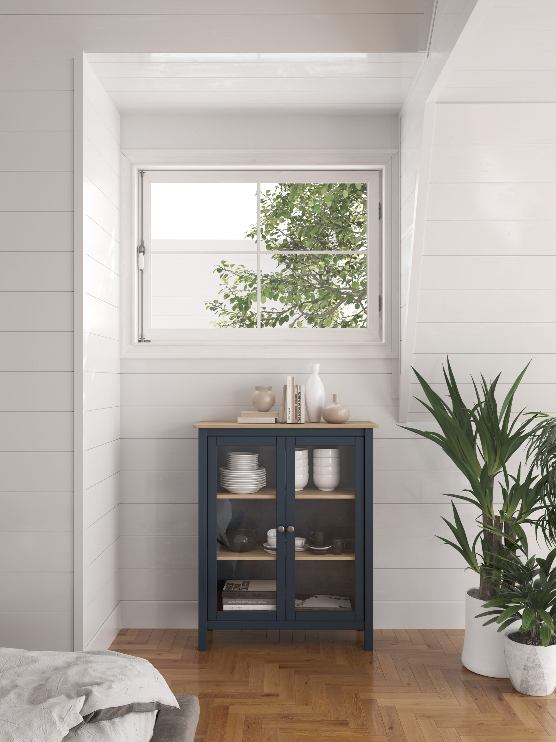 VITRINA MISTI 2P AZUL 7546/ROBLE - Imagen 2