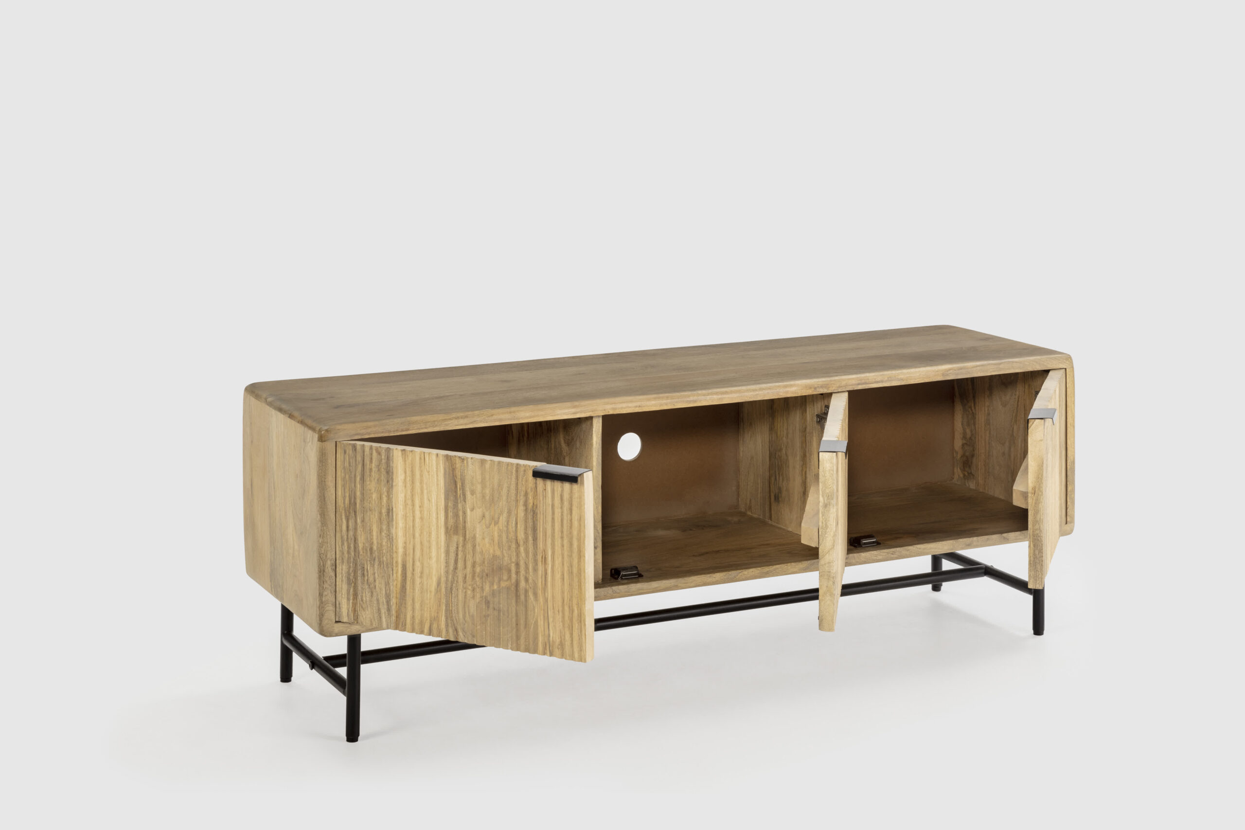 MUEBLE TV MUNDRA 3P MADERA MANGO PATA METAL - Imagen 9