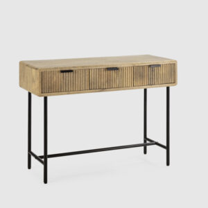 CONSOLA MUNDRA 3C MADERA MANGO PATA METAL