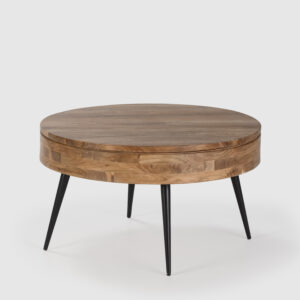 MESA CENTRO REDONDA KALI ACACIA PATA METAL