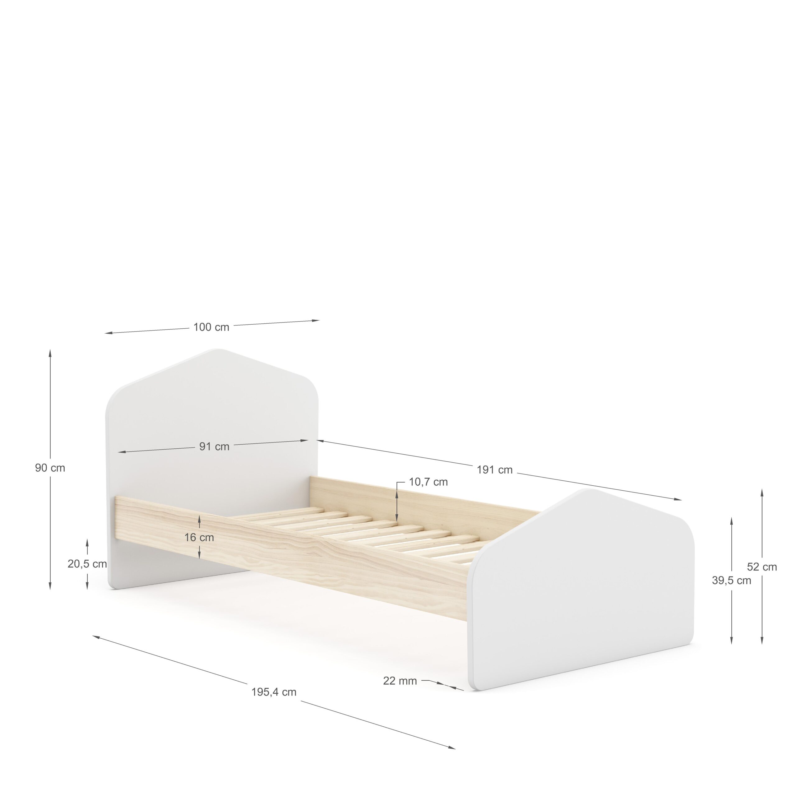 CAMA 0.90 ESTEFANIA BLANCO/CERA BLANCA C/SM - Imagen 3