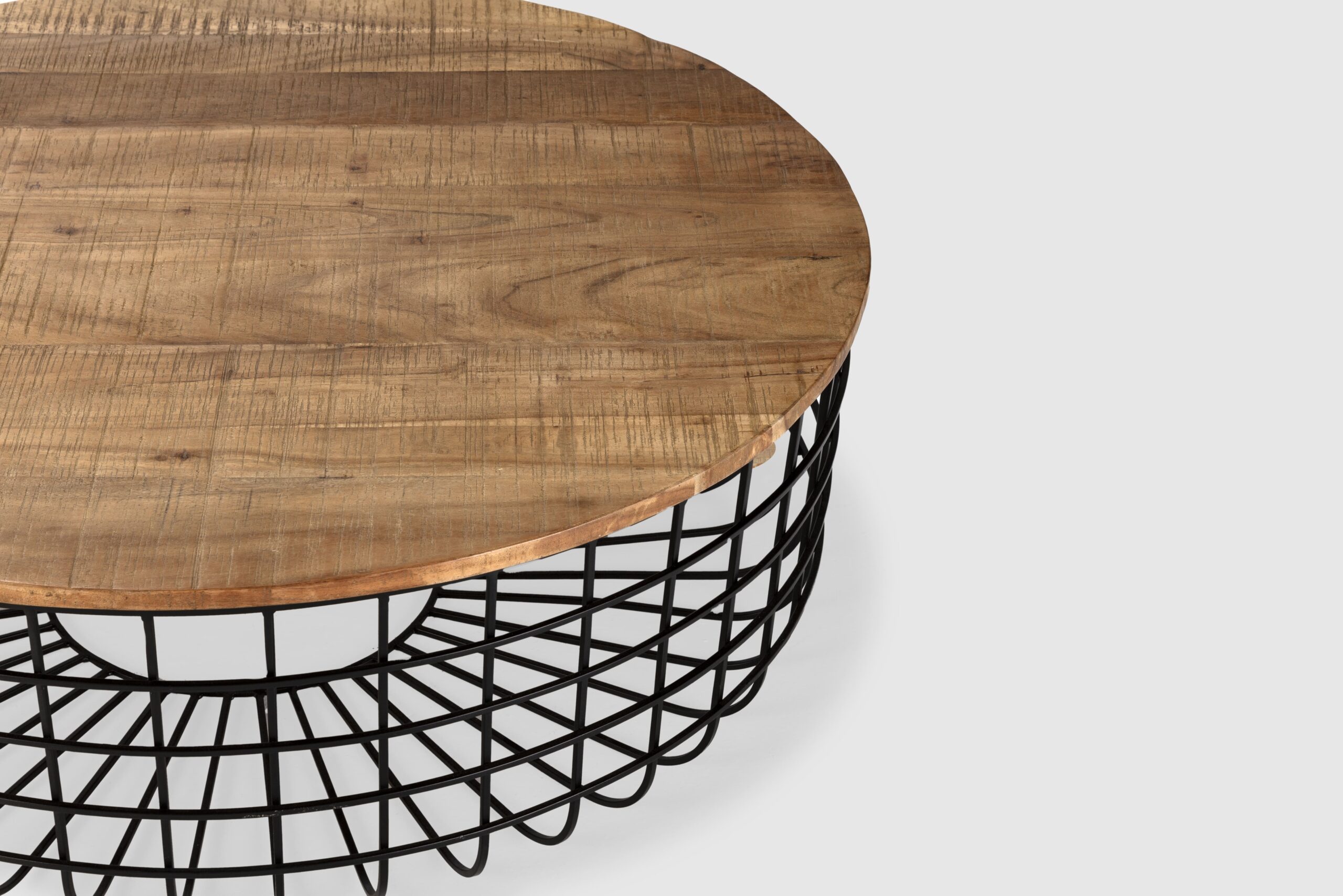 MESA CENTRO REDONDA SUVAN ACACIA PATA METAL - Imagen 4