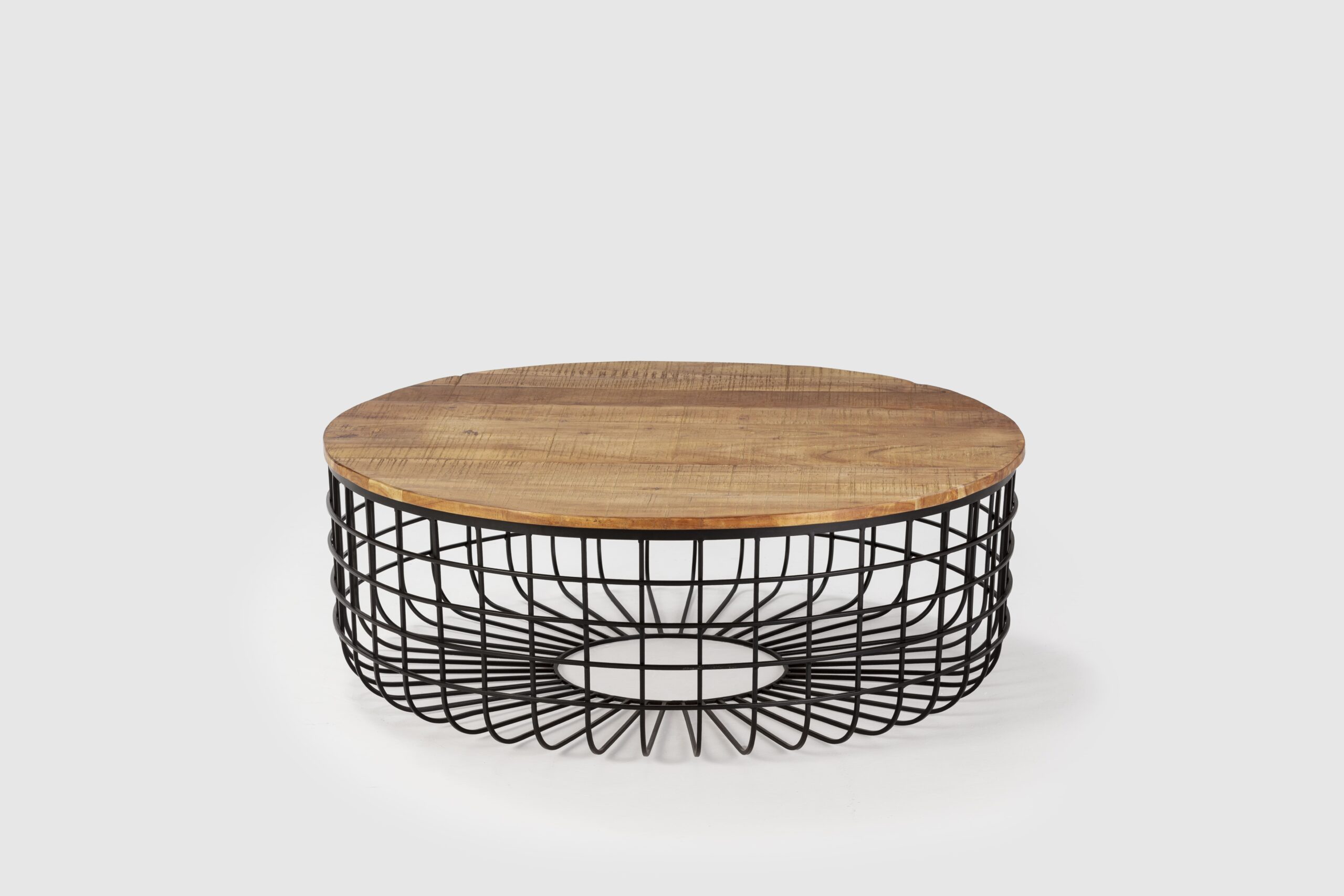 MESA CENTRO REDONDA SUVAN ACACIA PATA METAL