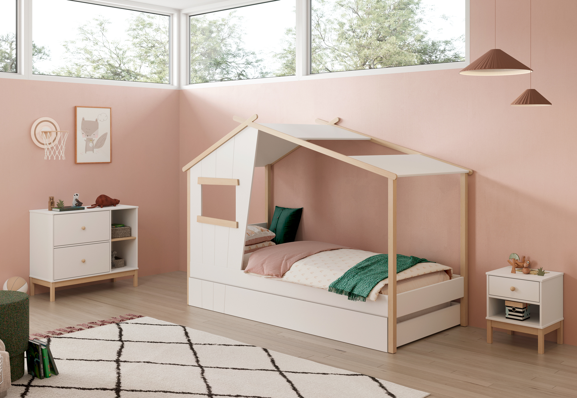 CAMA CABAÑA LUBA 90CM BLANCO/CERA BLANCA - Imagen 3