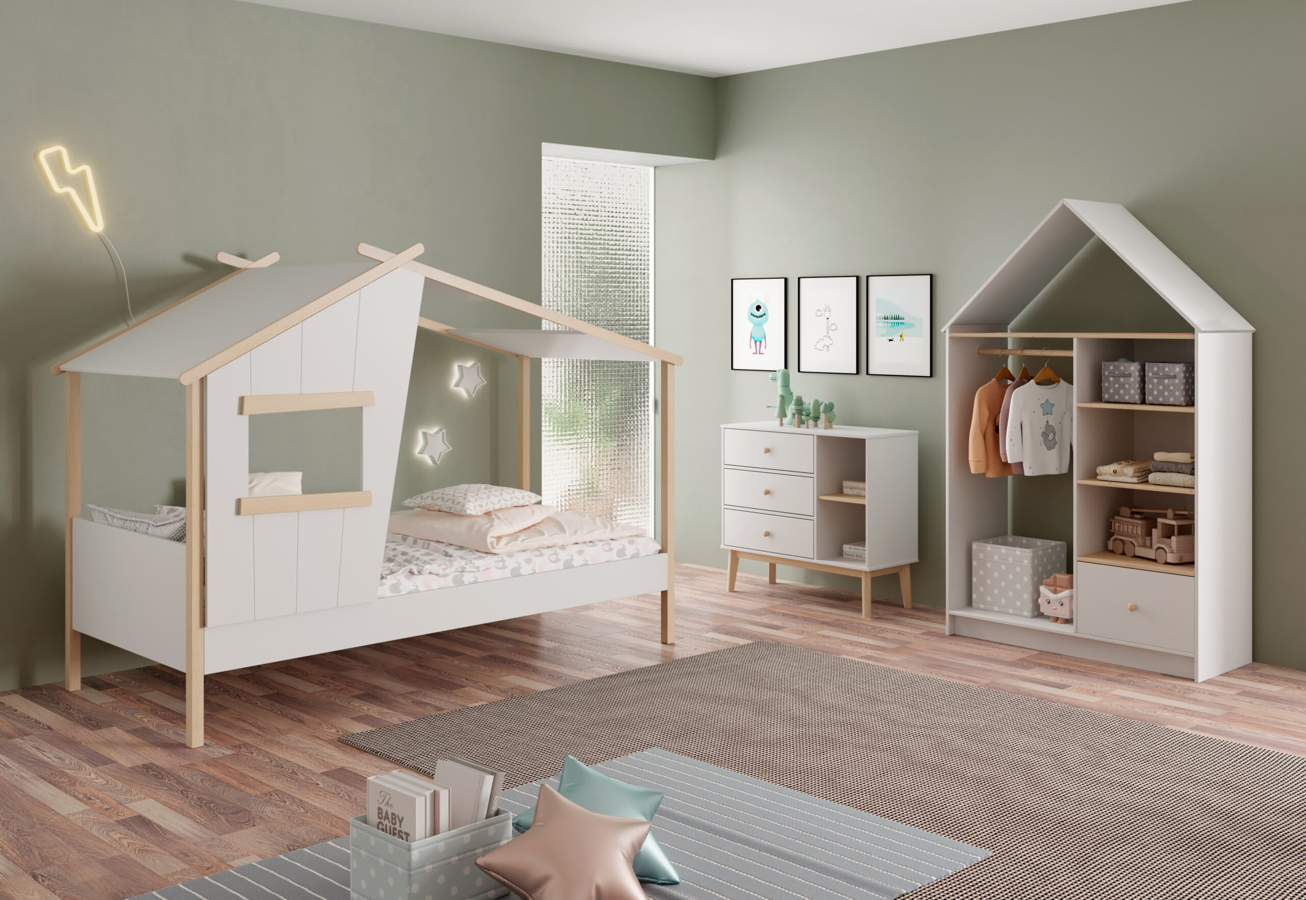 CAMA CABAÑA LUBA 90CM BLANCO/CERA BLANCA - Imagen 5