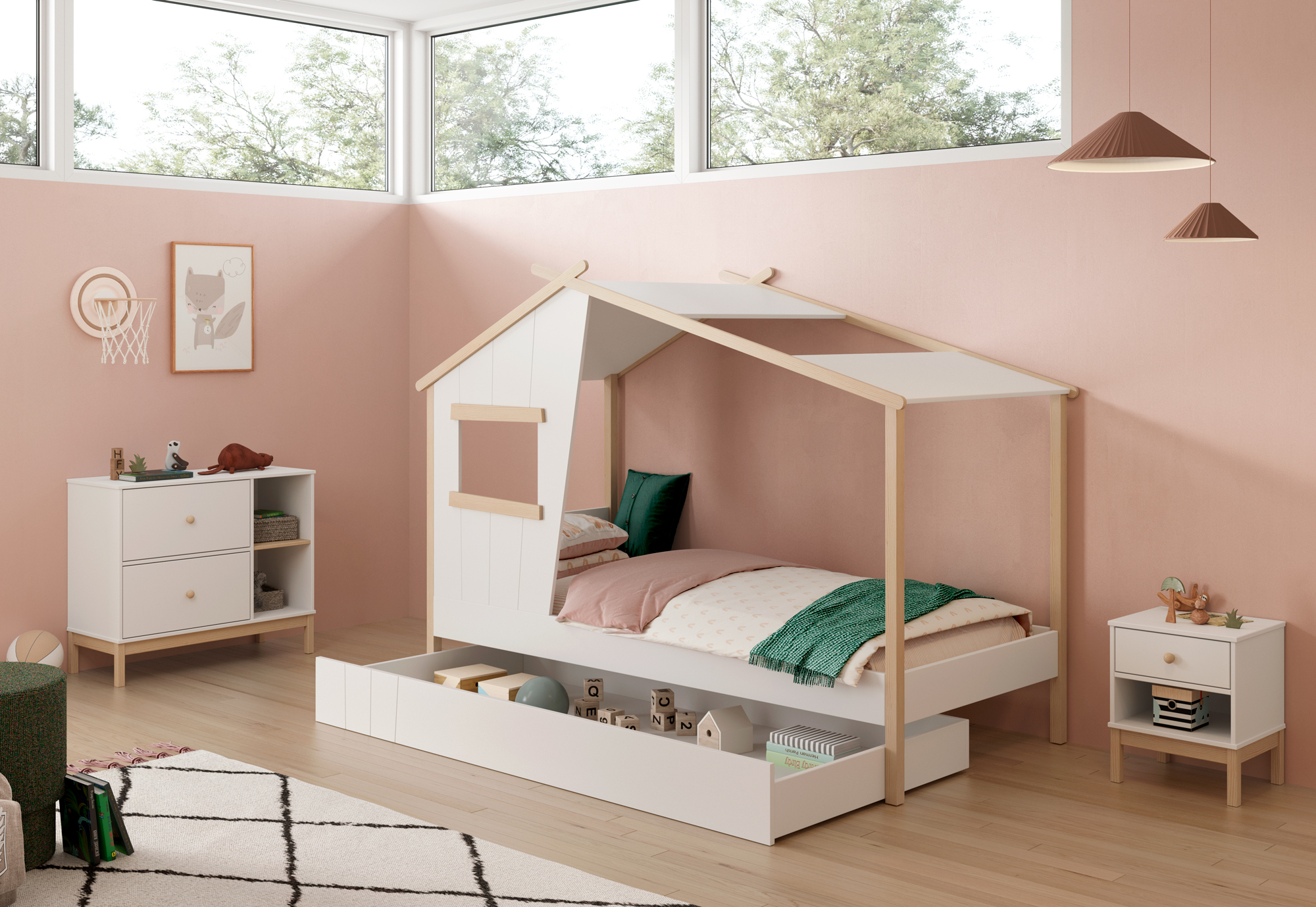 CAMA CABAÑA LUBA 90CM BLANCO/CERA BLANCA - Imagen 10