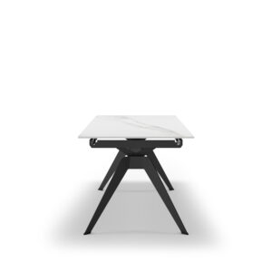 MESA RECT. EXT. LULA CERÁMICA BLANCA PIE NEGRO