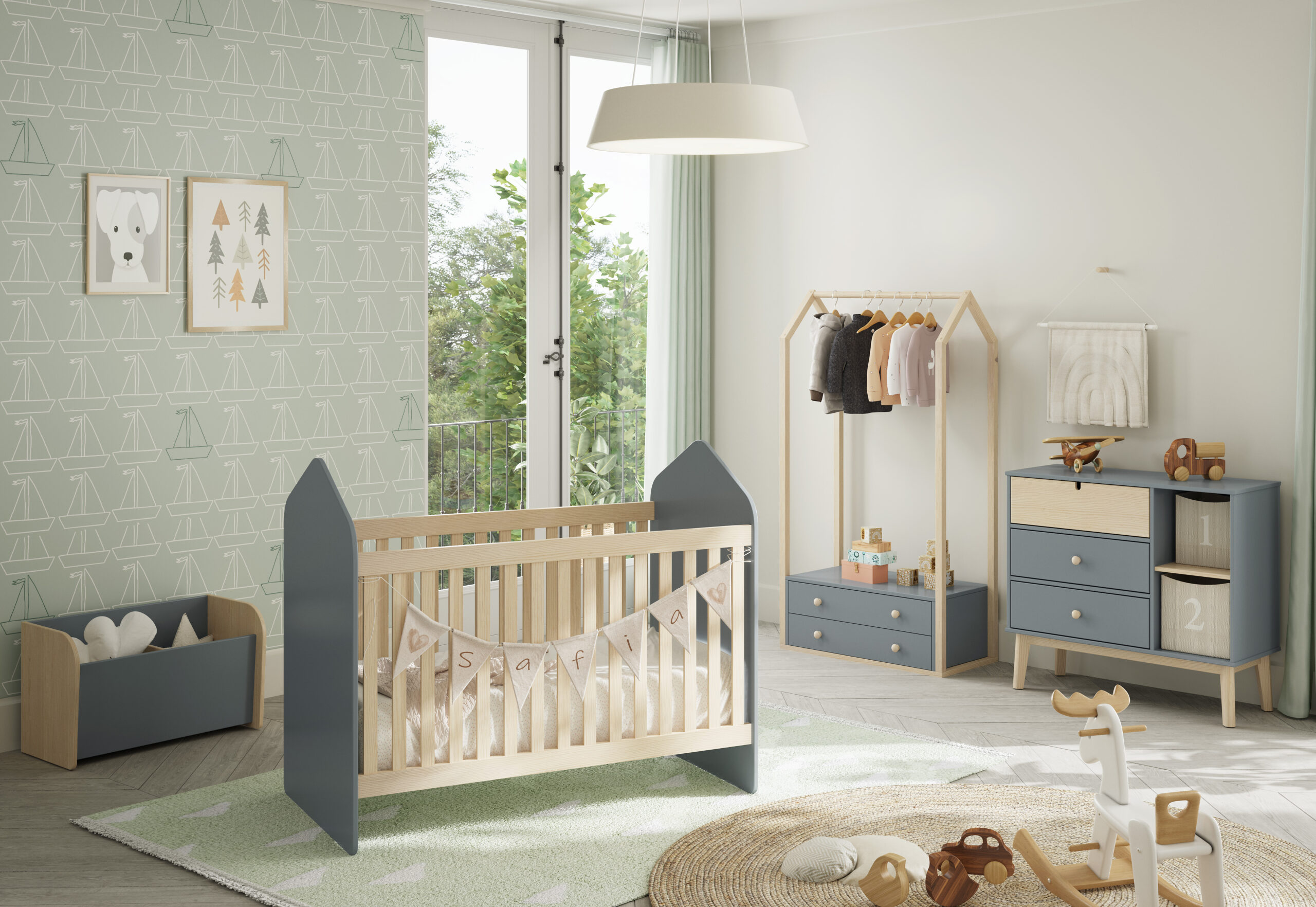 CUNA ESTEFANIA VERDE KAKI 444C/CERA BLANCA - Imagen 2