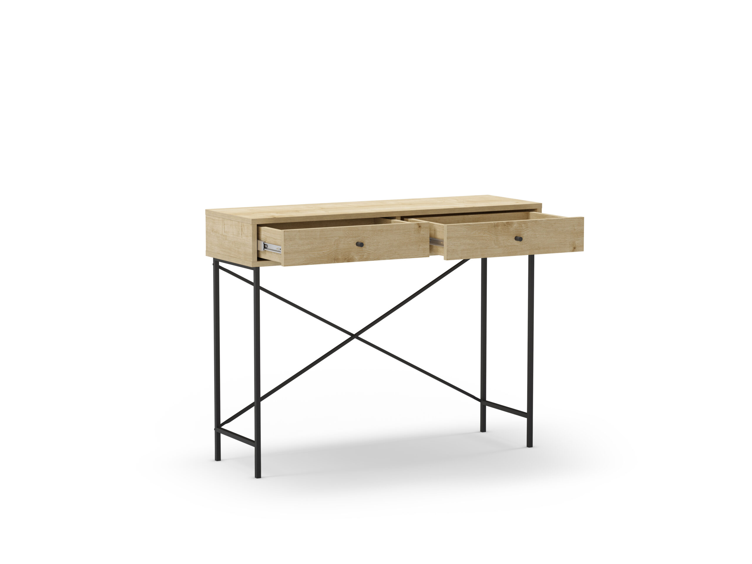 CONSOLA TITAN 2C ROBLE PATA METAL - Imagen 2