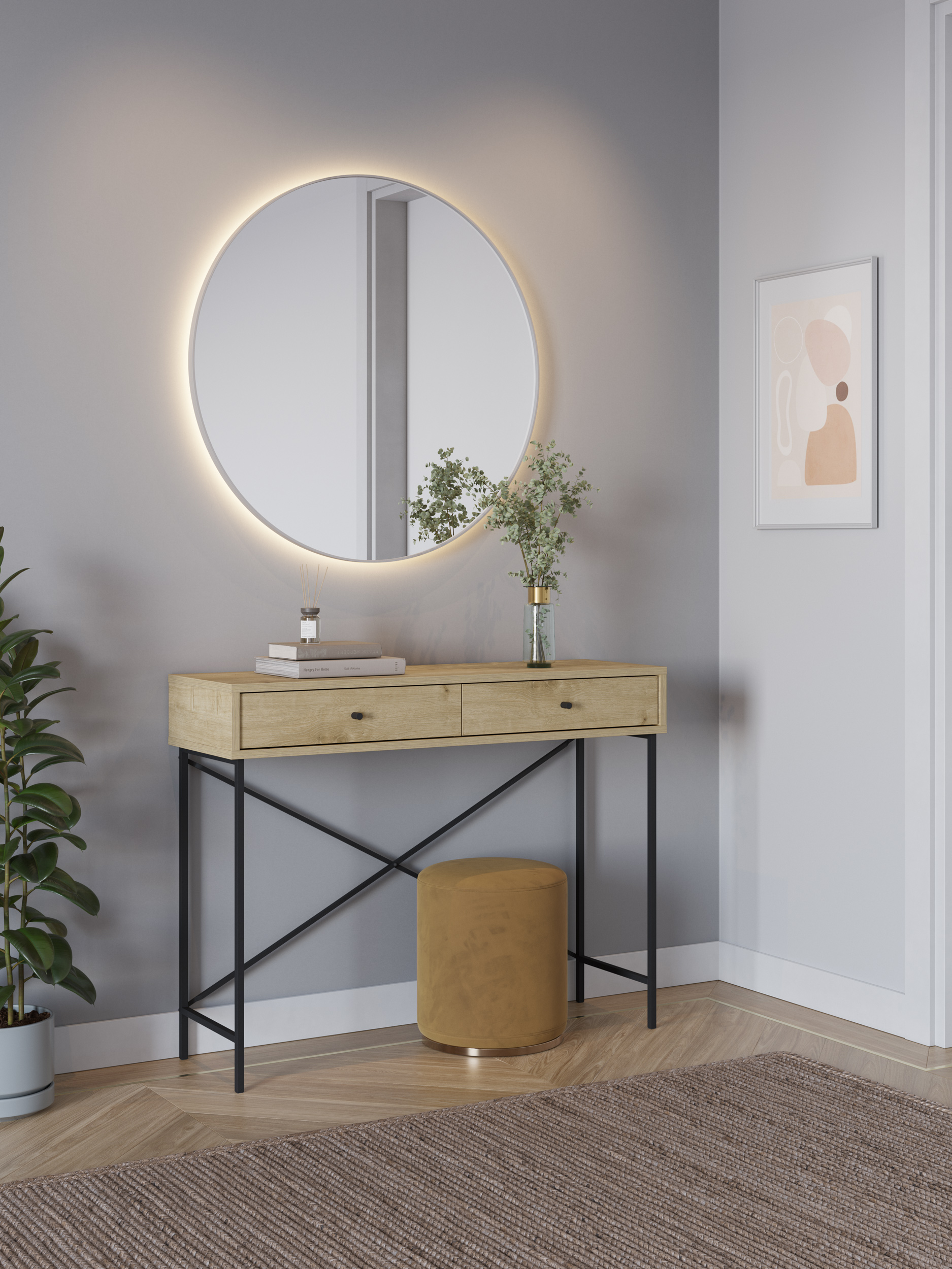 CONSOLA TITAN 2C ROBLE PATA METAL - Imagen 3