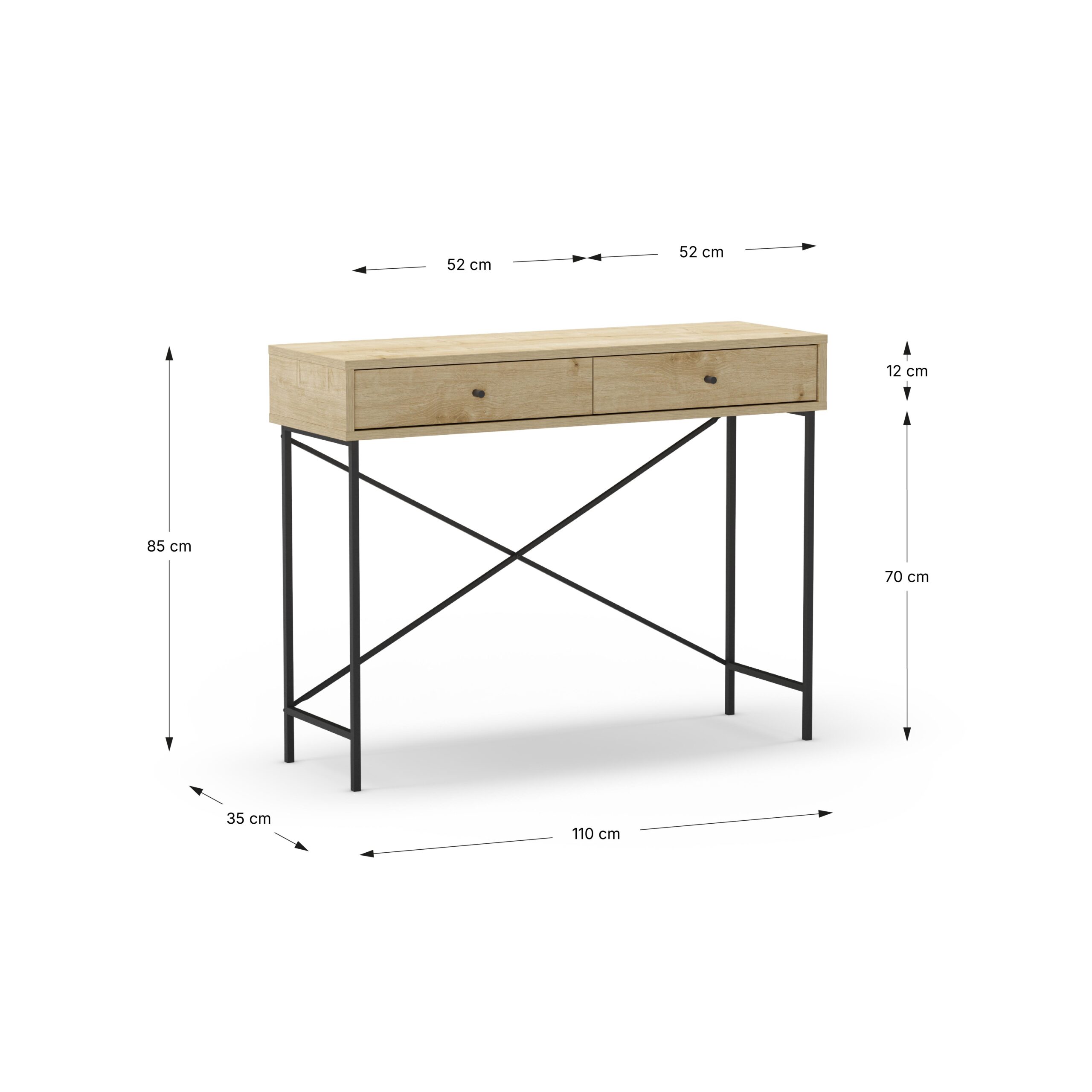 CONSOLA TITAN 2C ROBLE PATA METAL - Imagen 4