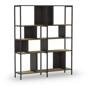 ESTANTERIA ALABAMA 144CM ROBLE/NEGRO SILKY PATA ME