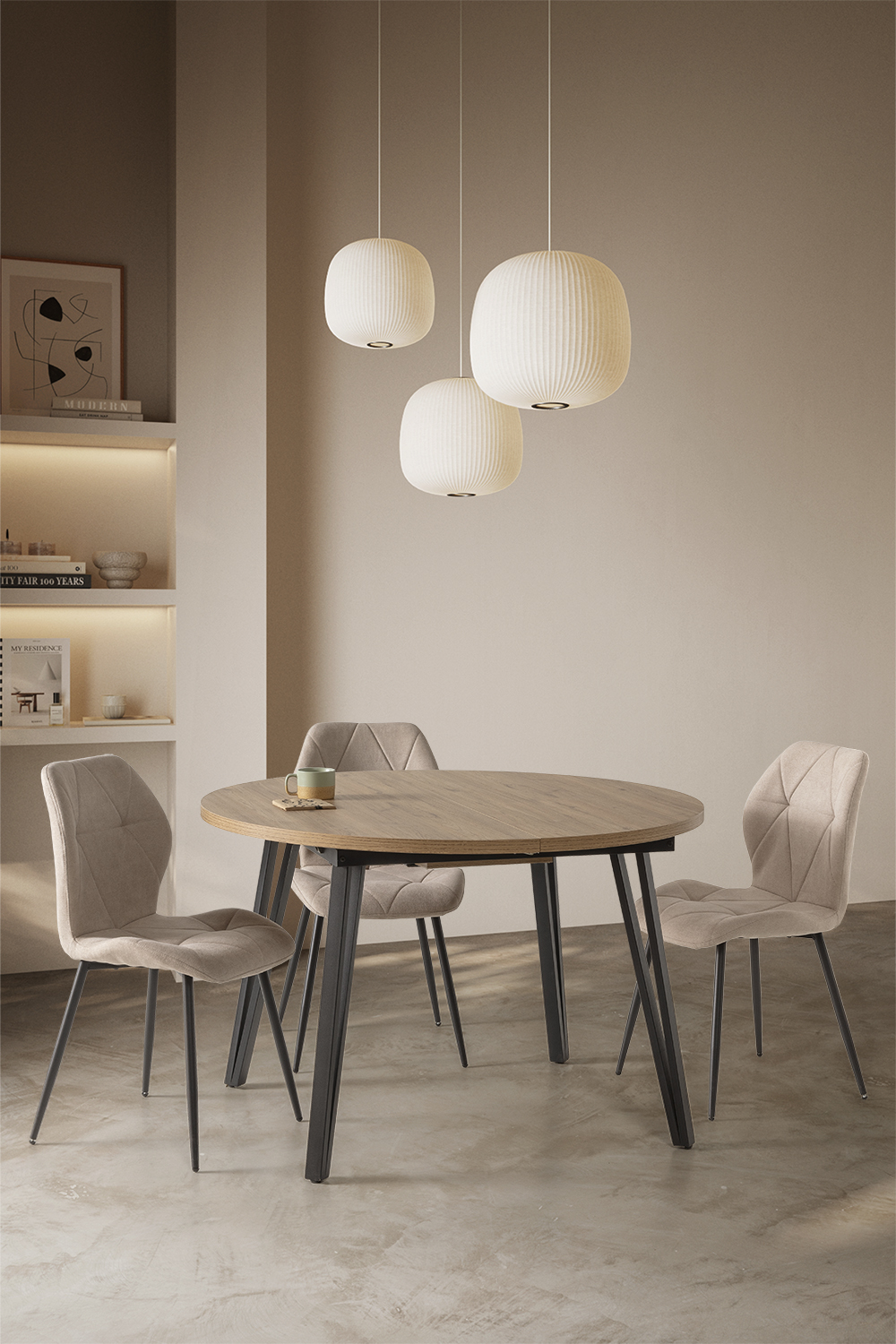 MESA REDONDA Ext/Nat CLEO 120/150 NATURAL/CANTO BO - Imagen 2