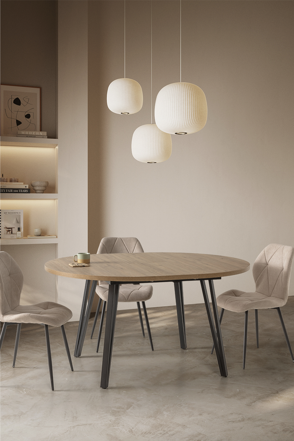 MESA REDONDA Ext/Nat CLEO 120/150 NATURAL/CANTO BO - Imagen 3