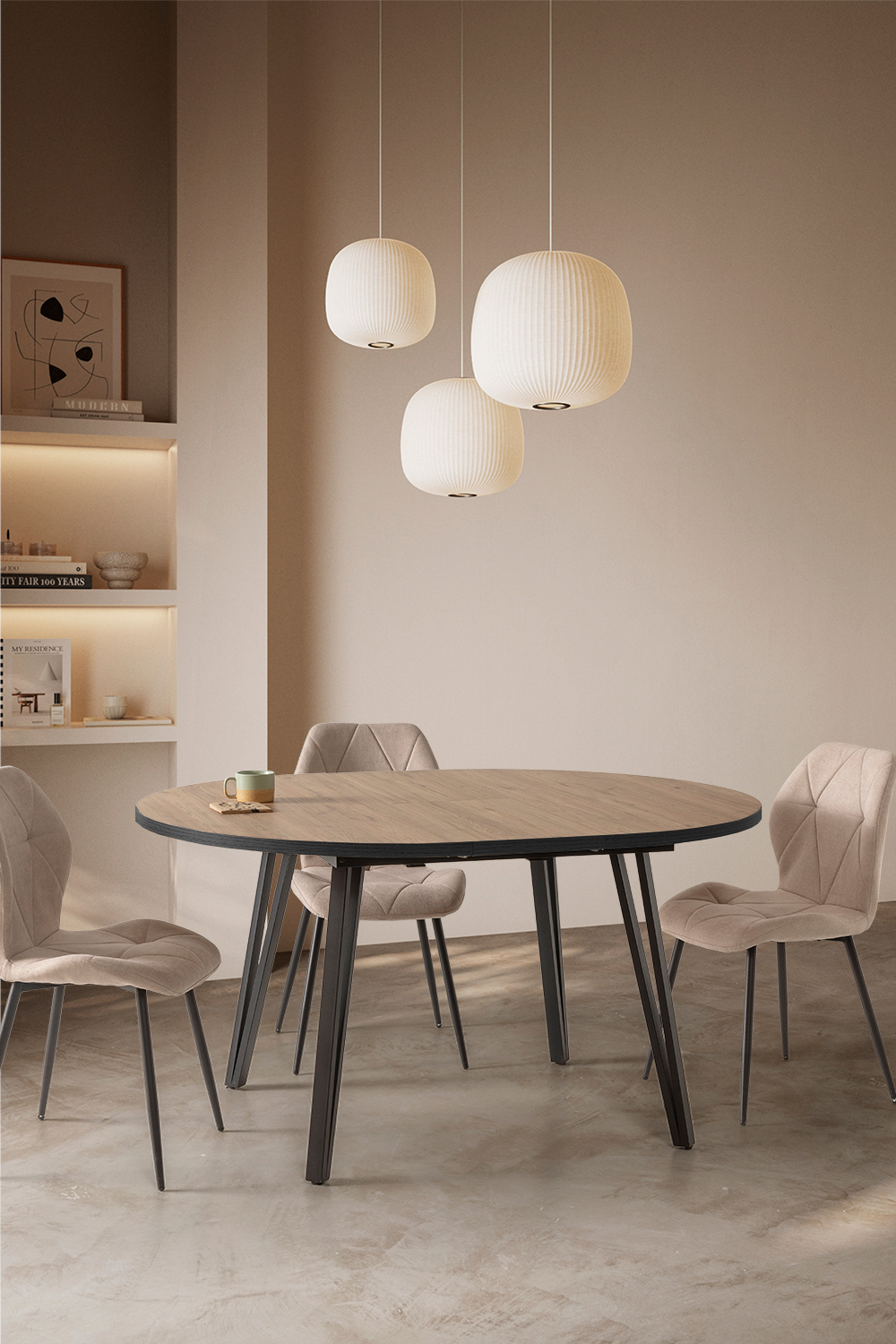 MESA REDONDA Ext/Nat CLEO 120/150 NATURAL/CANTO BO - Imagen 5