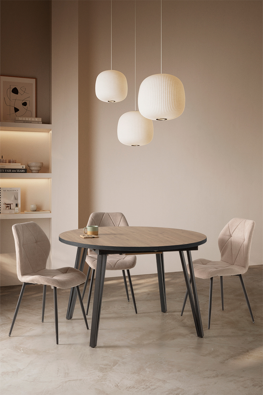 MESA REDONDA Ext/Nat CLEO 120/150 NATURAL/CANTO BO - Imagen 6