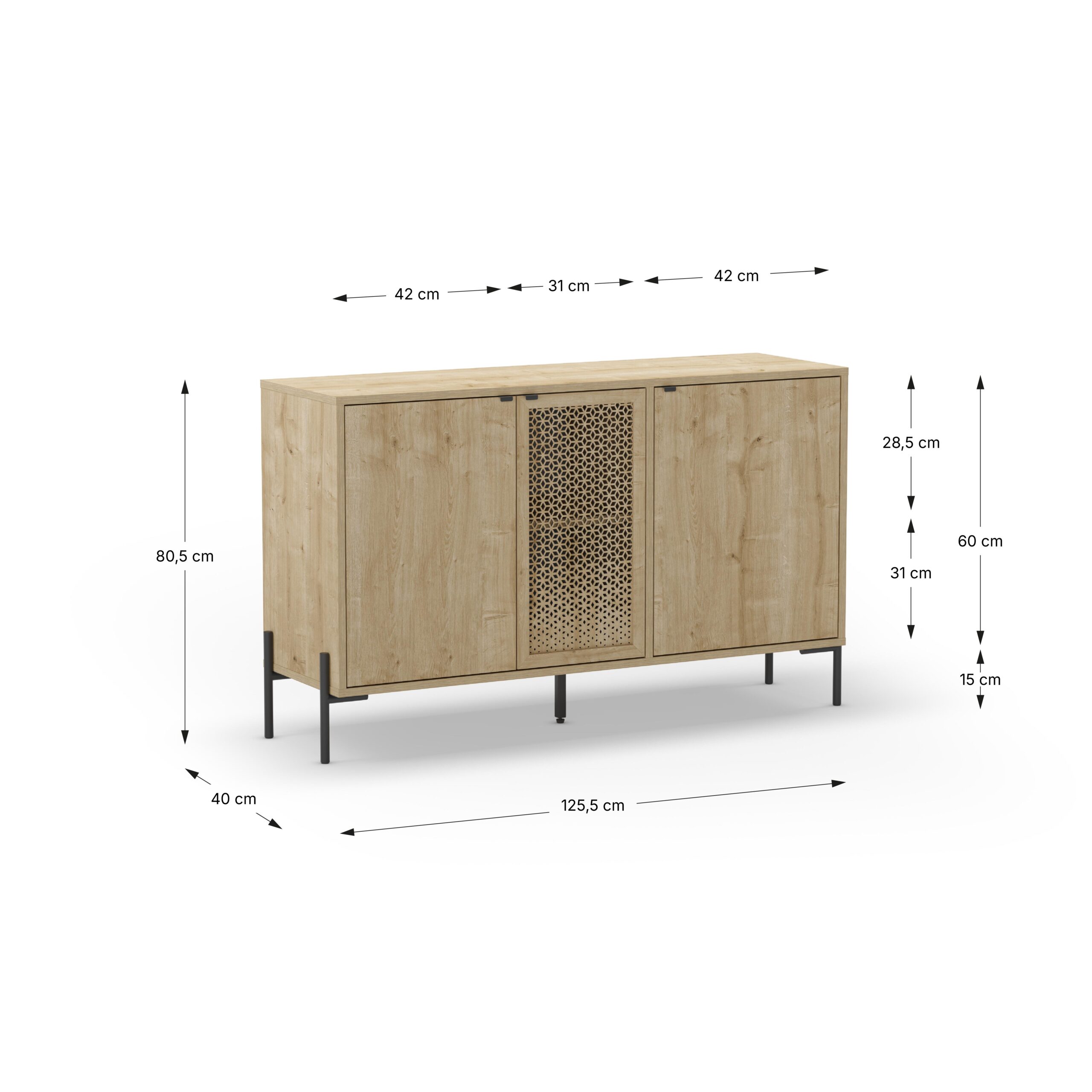 APARADOR INCA 3P ROBLE PATA METAL - Imagen 4